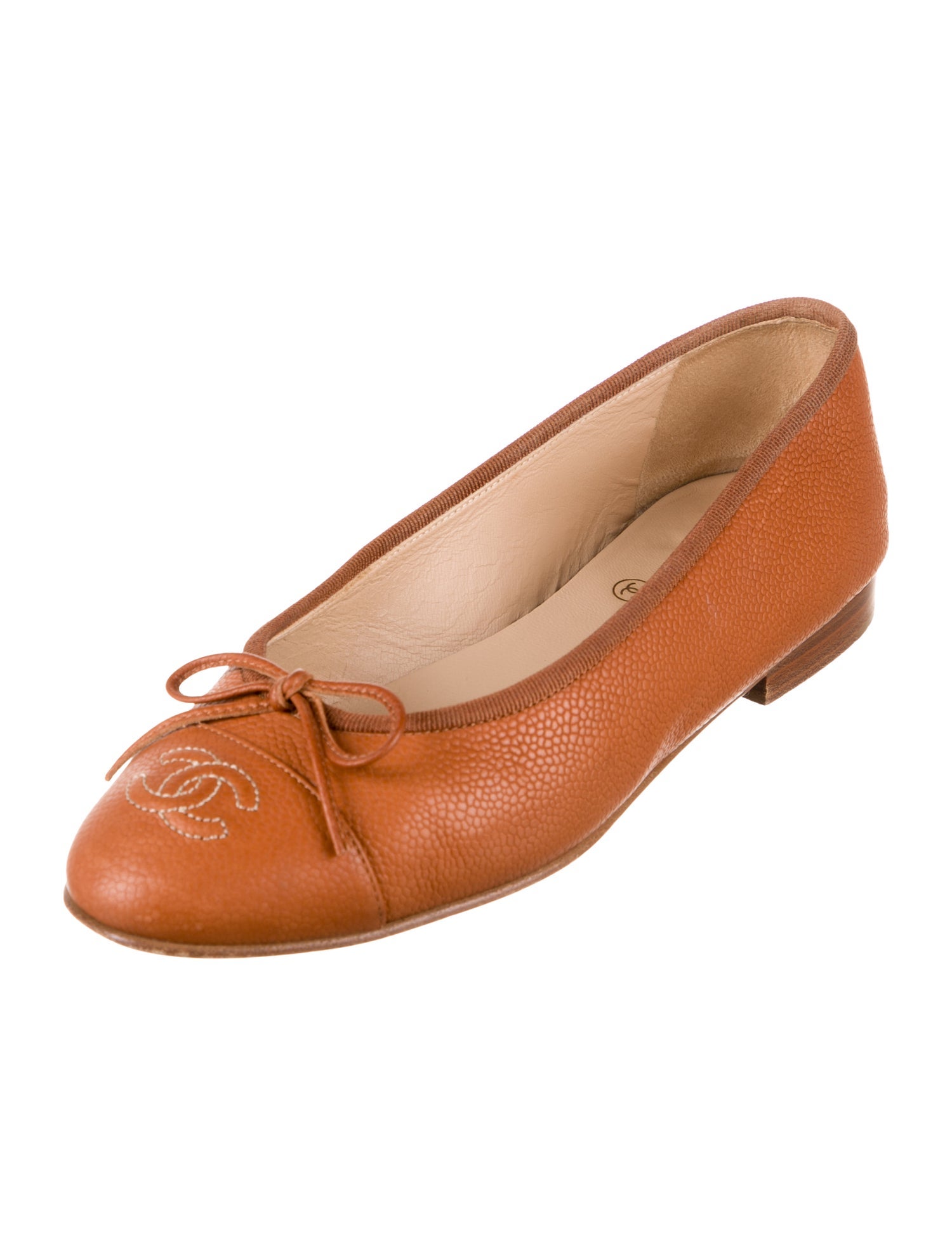 Chanel Interlocking CC Logo Leather Ballet Flats