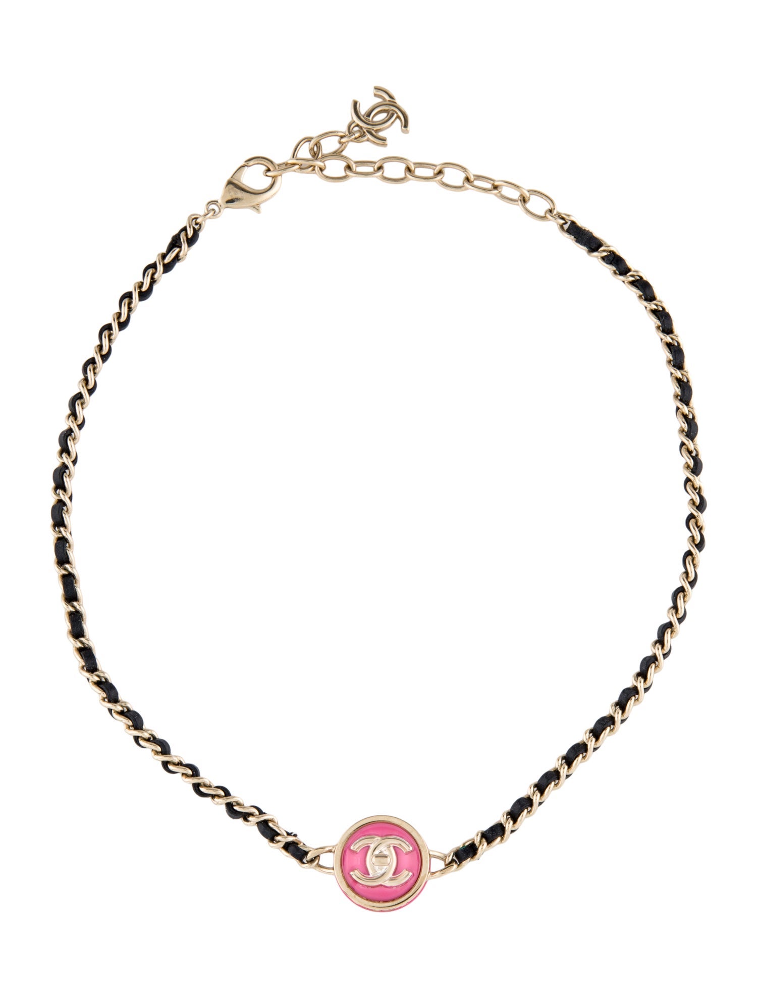 Chanel 2023 Resin & Leather CC Choker Necklace