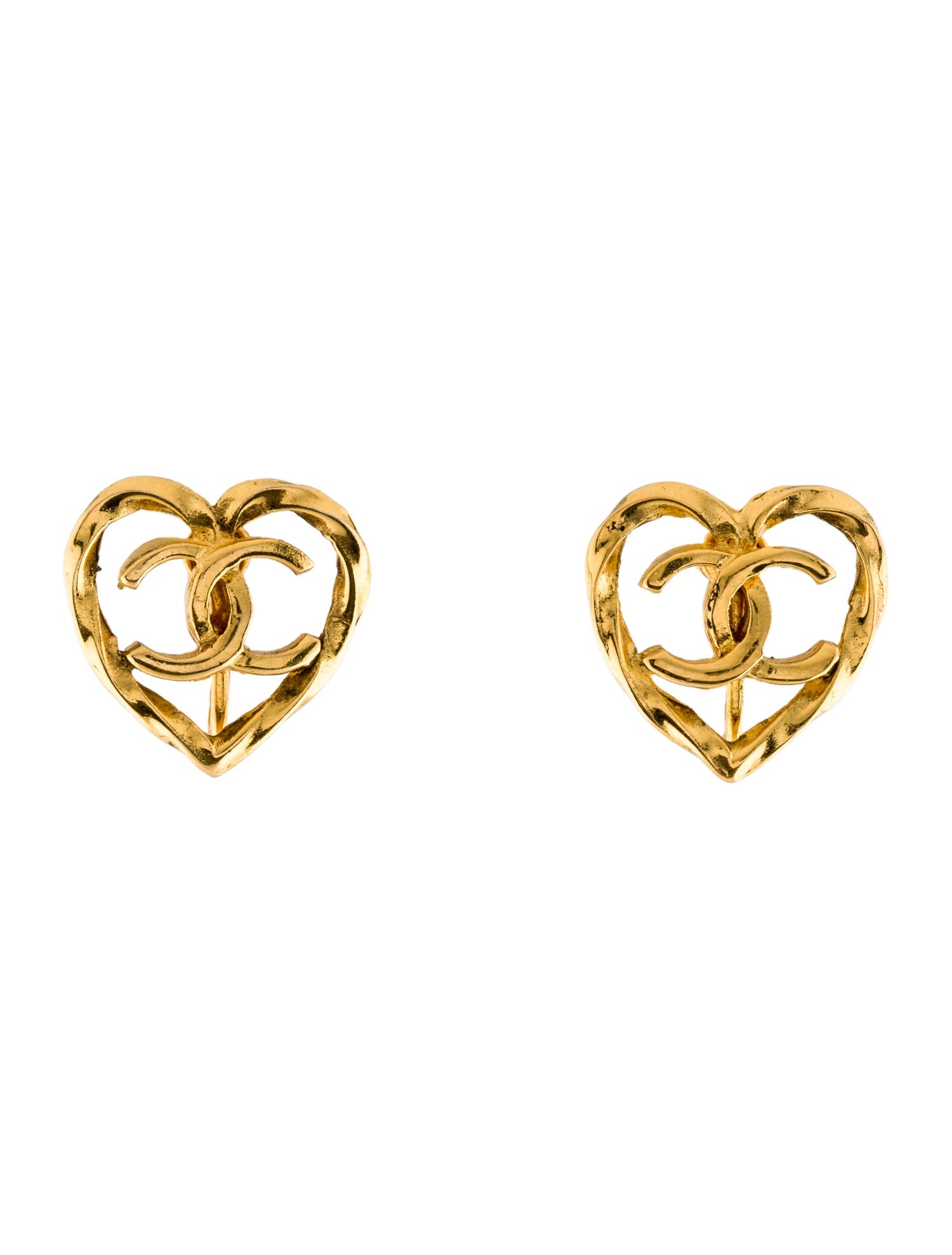 Chanel Vintage Heart CC Clip-On Earrings