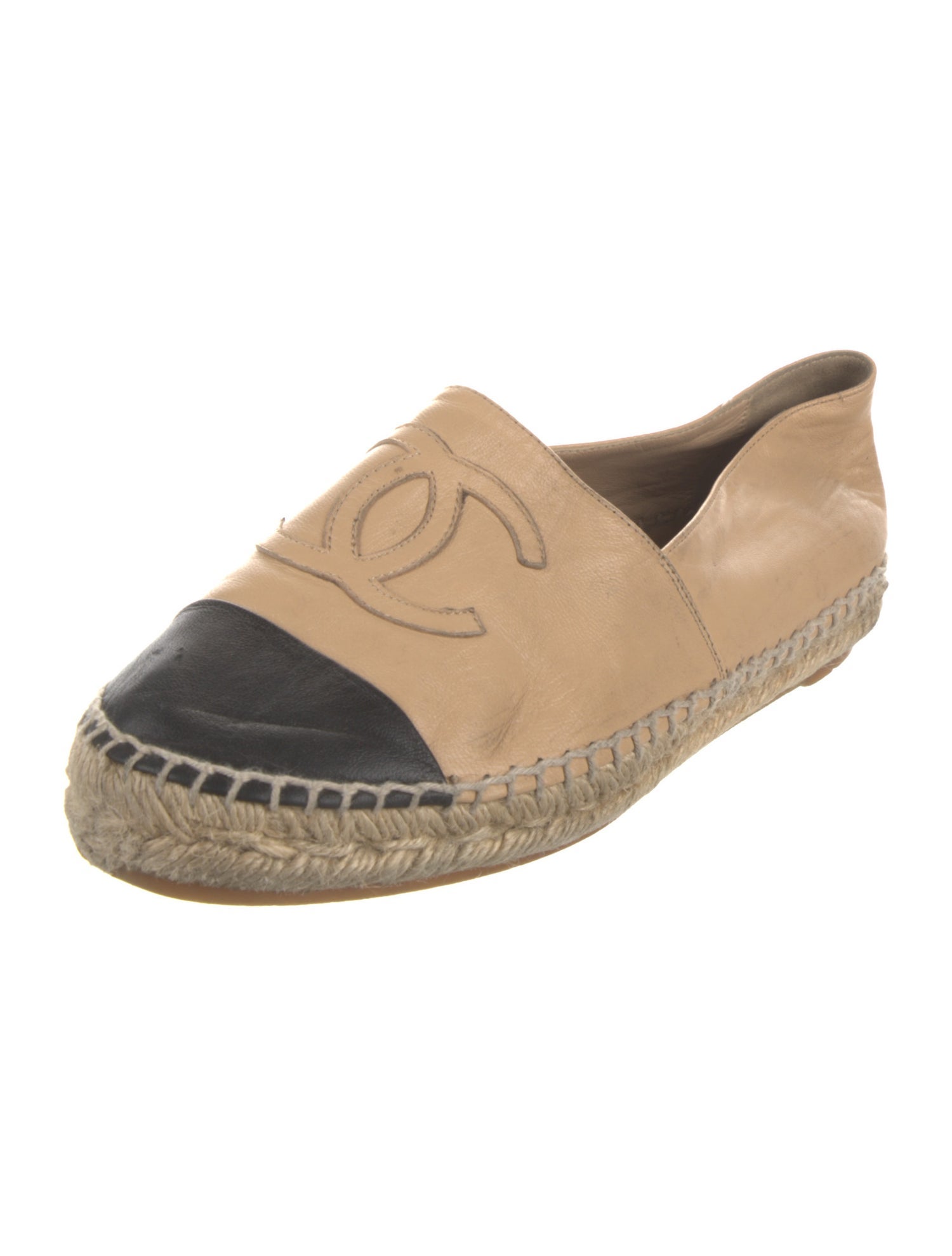 Chanel Interlocking CC Logo Leather Espadrilles