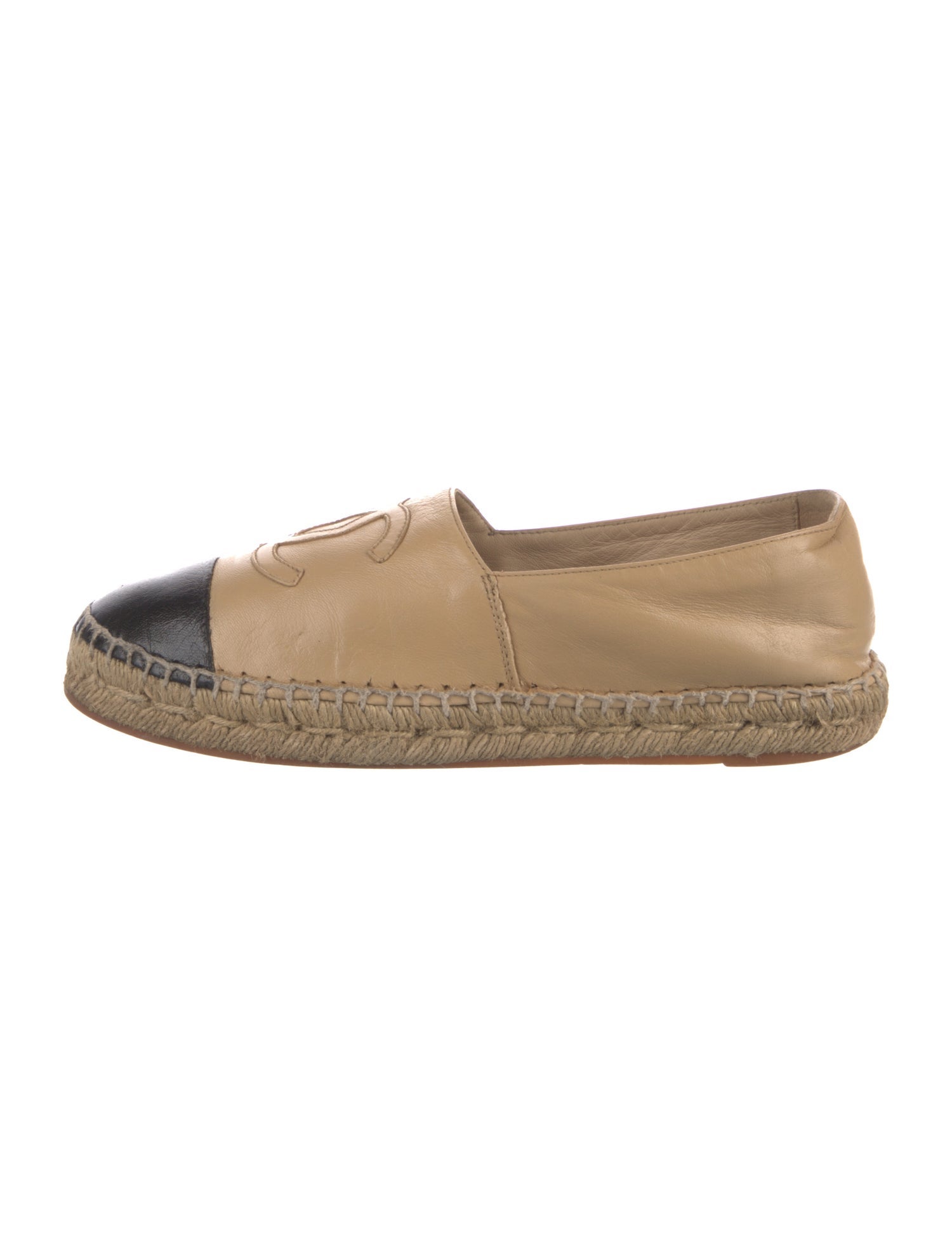 Chanel Interlocking CC Logo Leather Espadrilles