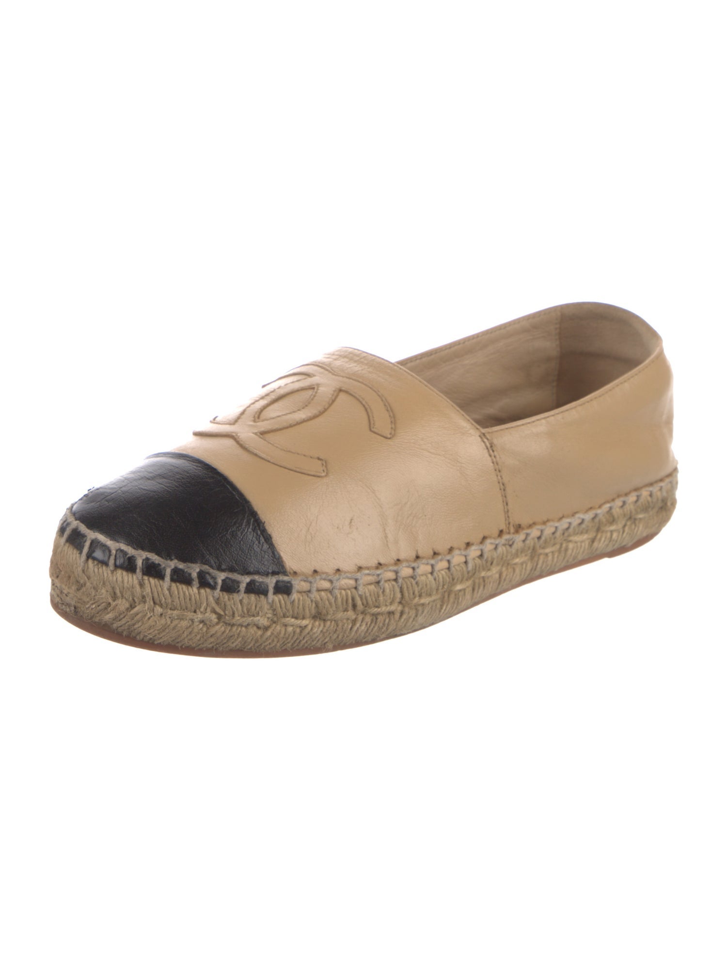 Chanel Interlocking CC Logo Leather Espadrilles