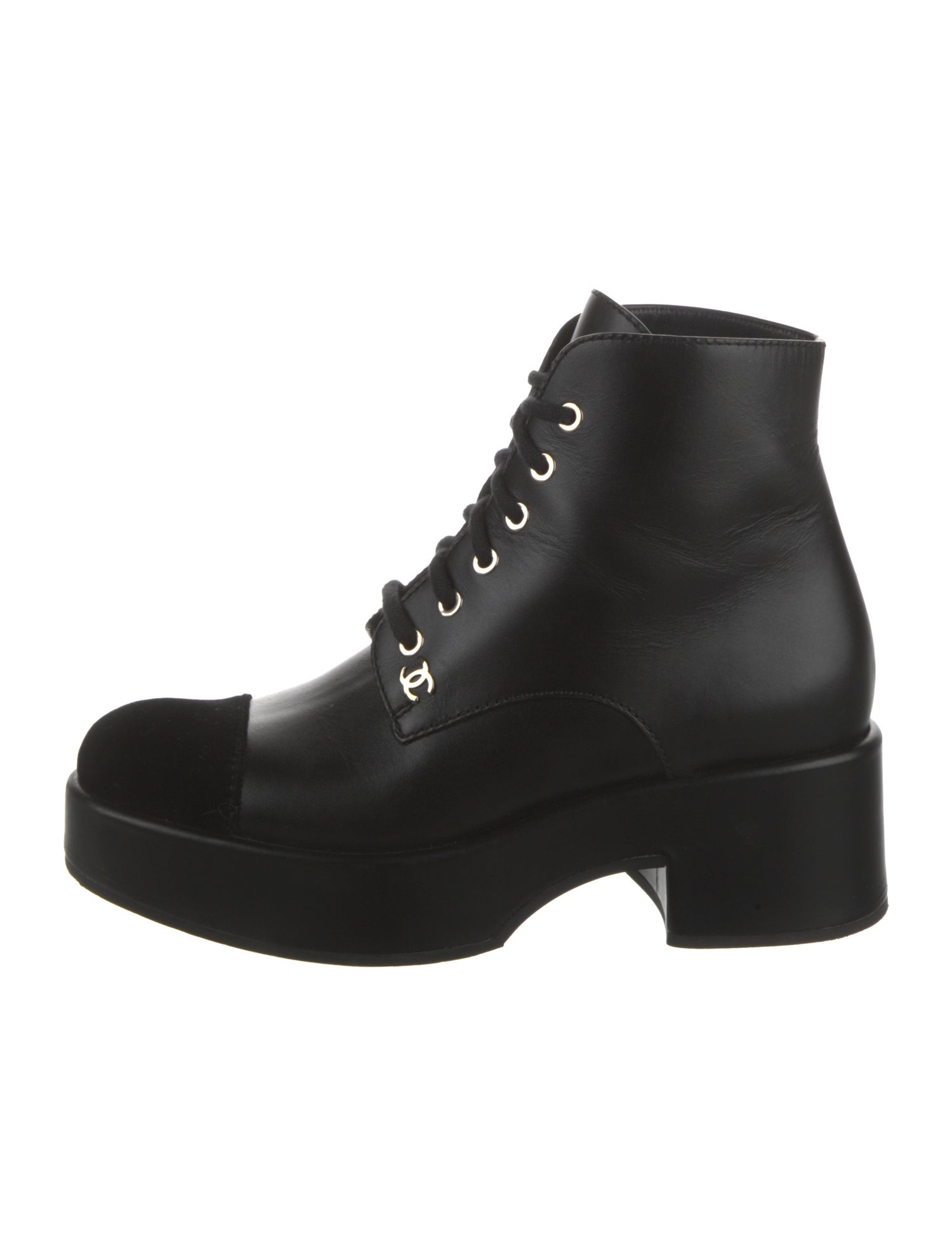 Chanel 2022 Interlocking CC Logo Combat Boots