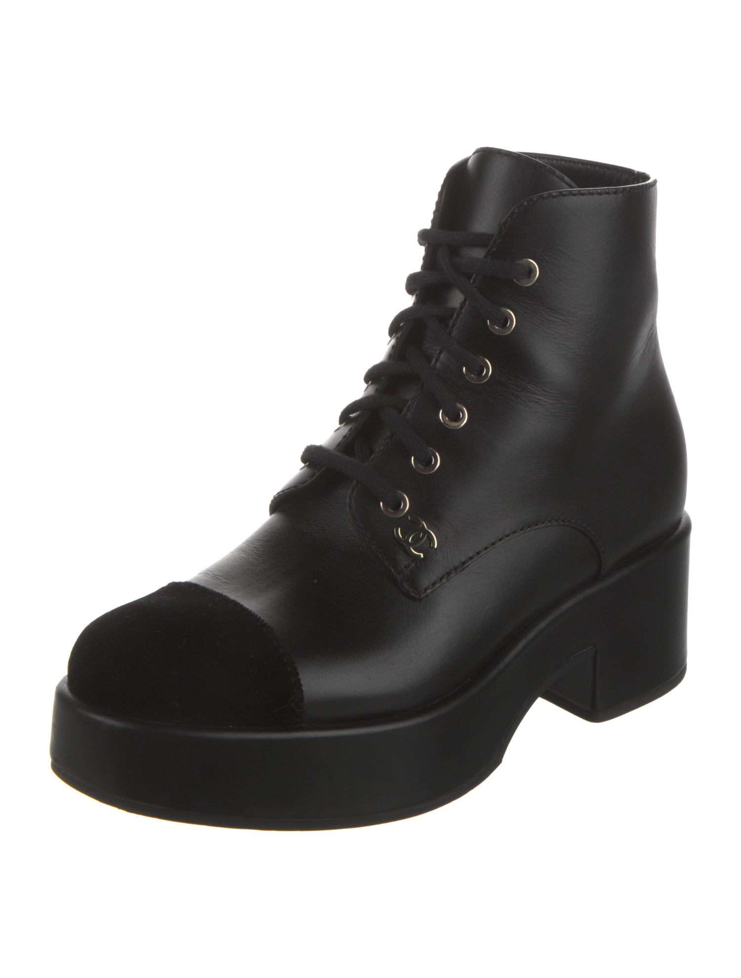 Chanel 2022 Interlocking CC Logo Combat Boots
