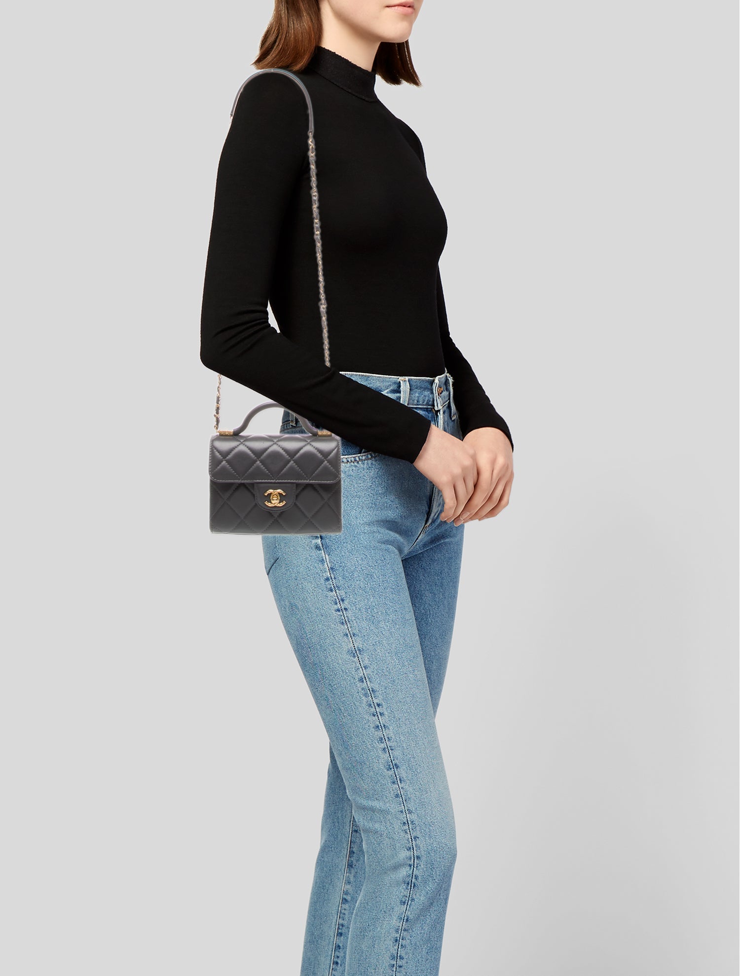 Chanel Quilted Top Handle Flap Bag