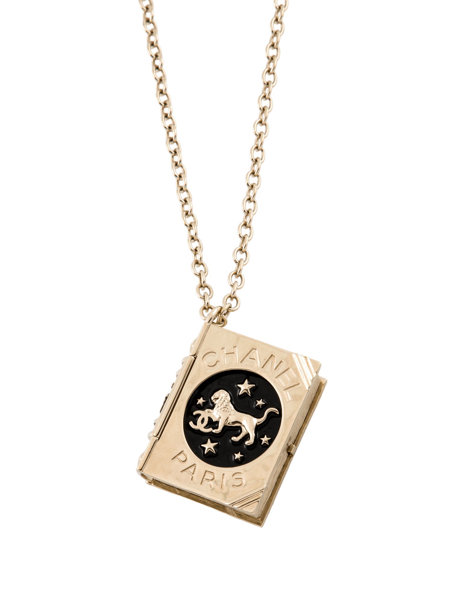 Chanel 2022 Lion Book Locket Pendant Necklace