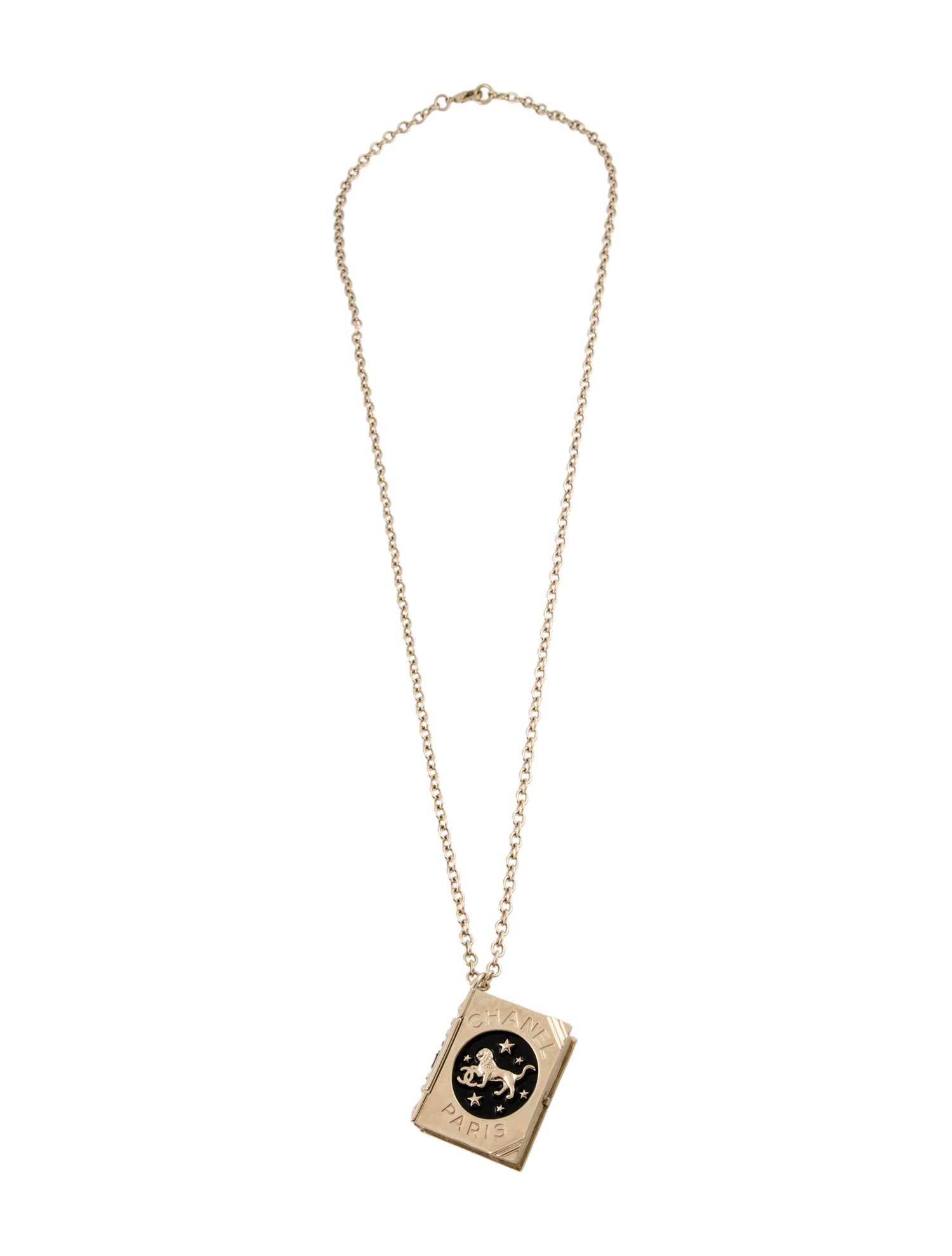 Chanel 2022 Lion Book Locket Pendant Necklace