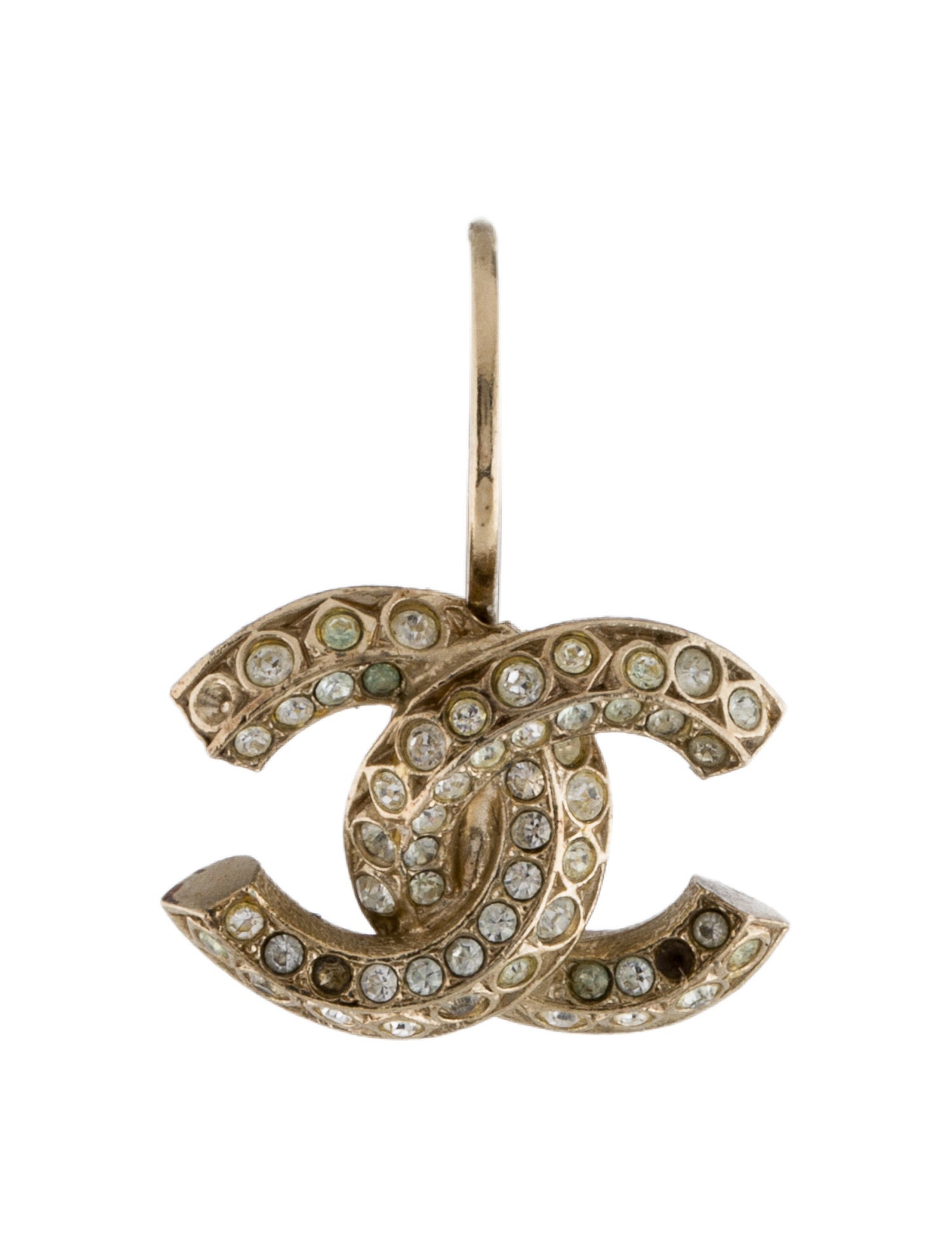 Chanel Strass CC Single Drop Earring