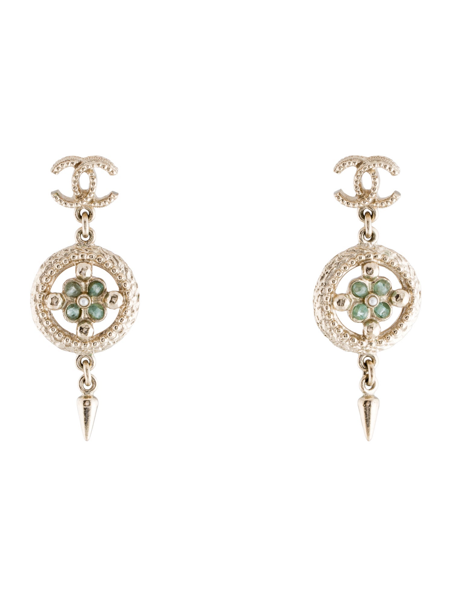 Chanel Faux Pearl CC Drop Earrings