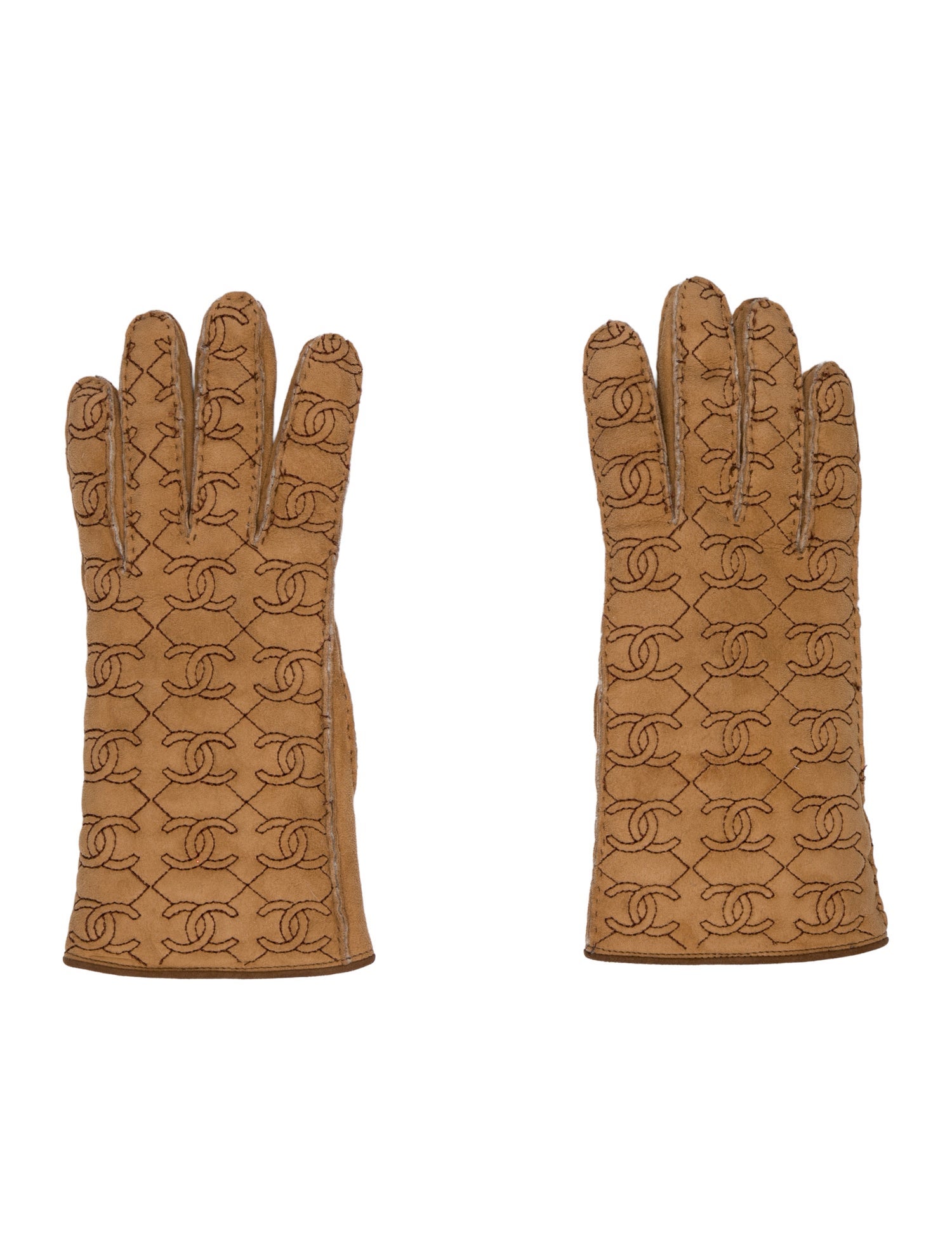 Chanel CC Suede Gloves