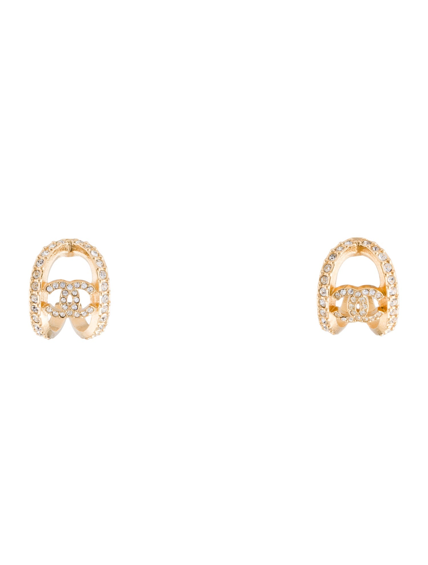 Chanel 2022 Strass CC Hoop Earrings