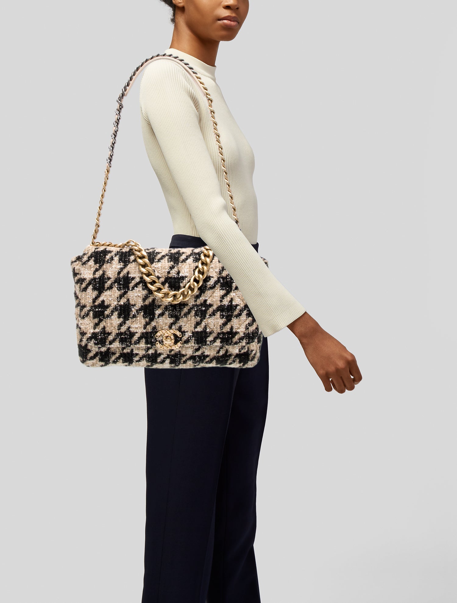 Chanel Tweed Maxi 19 Flap Bag