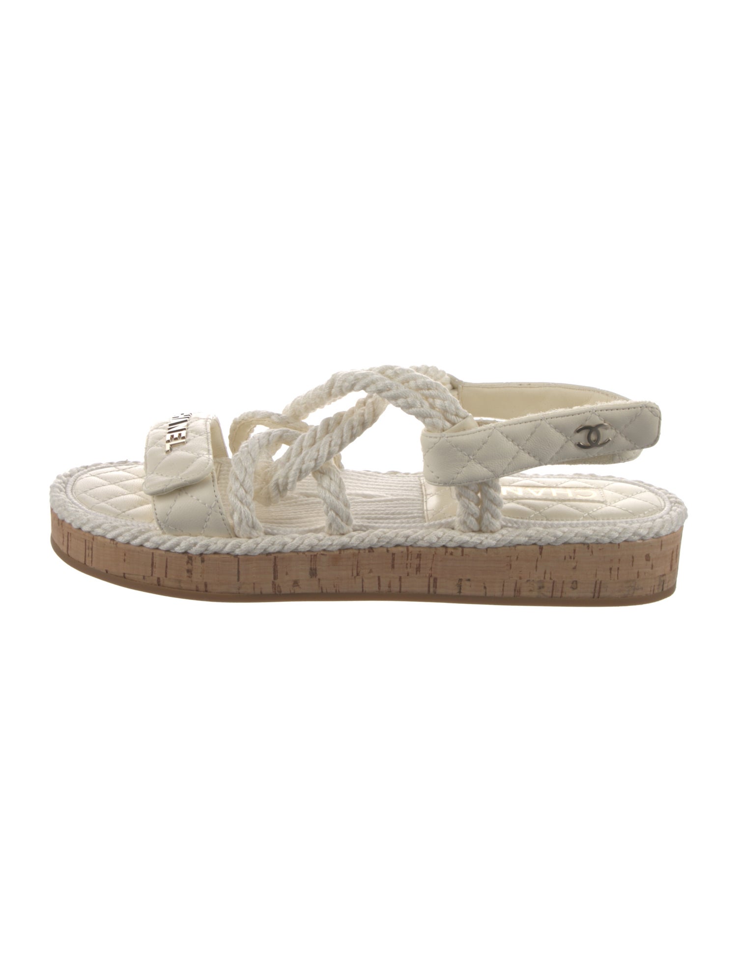 Chanel Interlocking CC Logo Leather Espadrilles