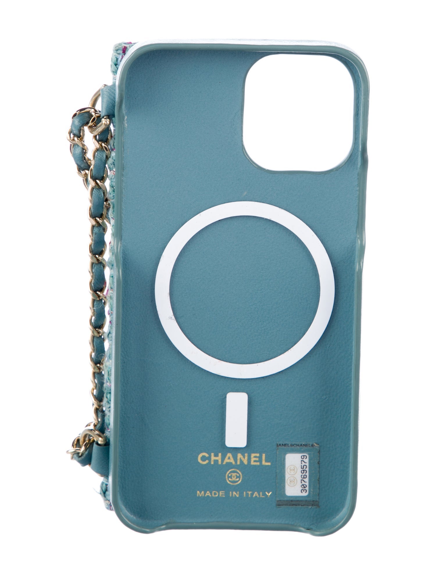 Chanel 2021 Tweed Pearl Crush iPhone 12 Pro Case w/ Chain