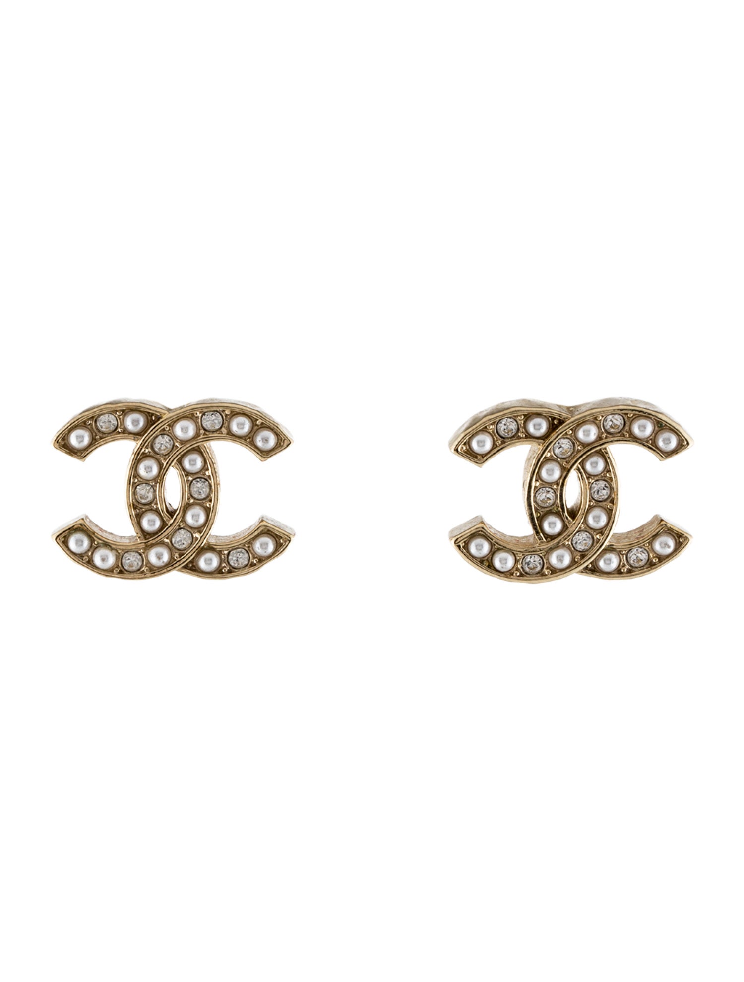 Chanel 2024 Faux Pearl & Strass CC Earrings