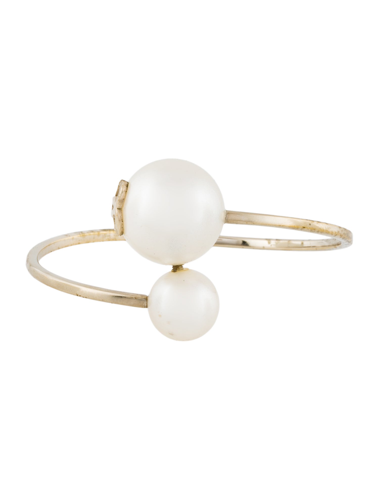 Chanel Faux Pearl CC Bypass Bangle Bracelet