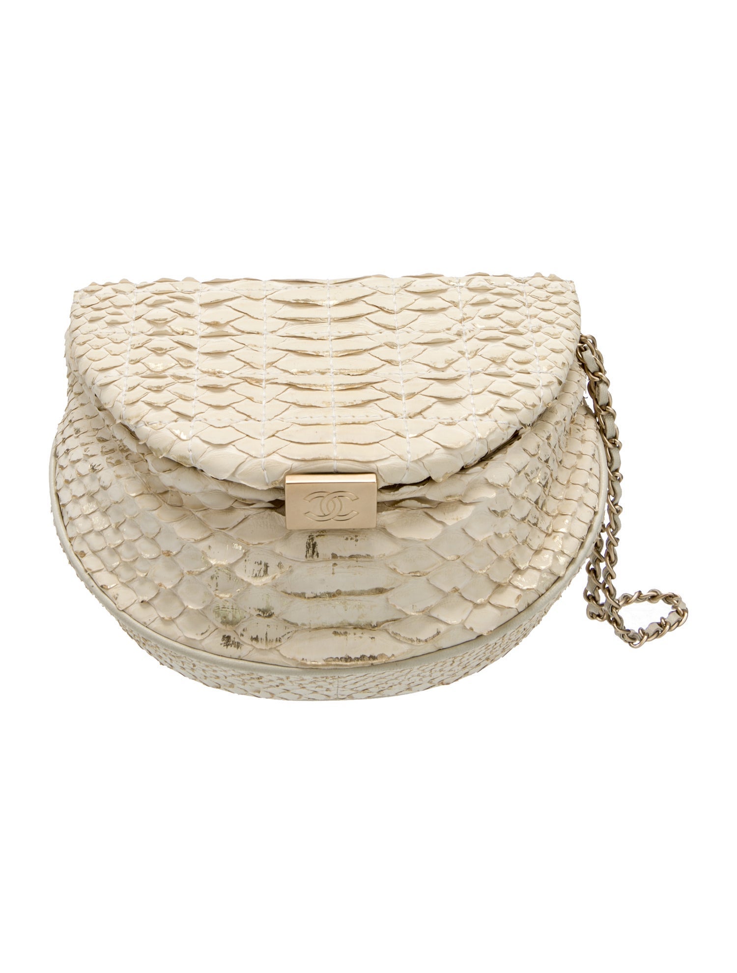 Chanel Square Quilt Python Clutch