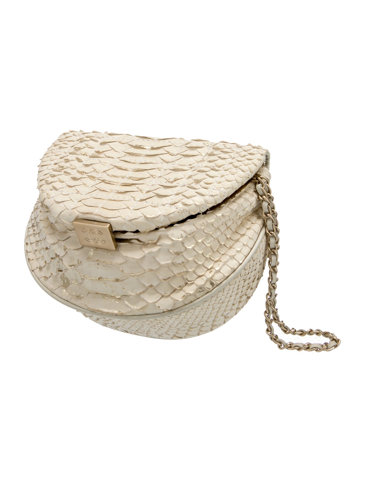 Chanel Square Quilt Python Clutch