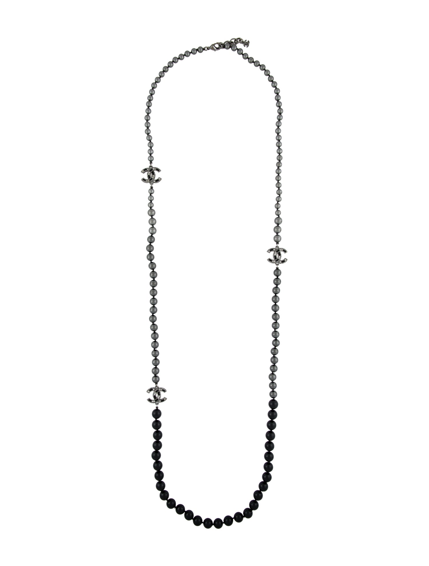 Chanel Faux Pearl, Resin & Strass CC Station Strand Necklace