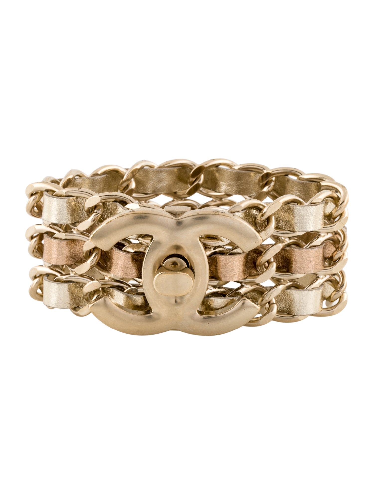 Chanel Leather CC Turnlock Link Bracelet