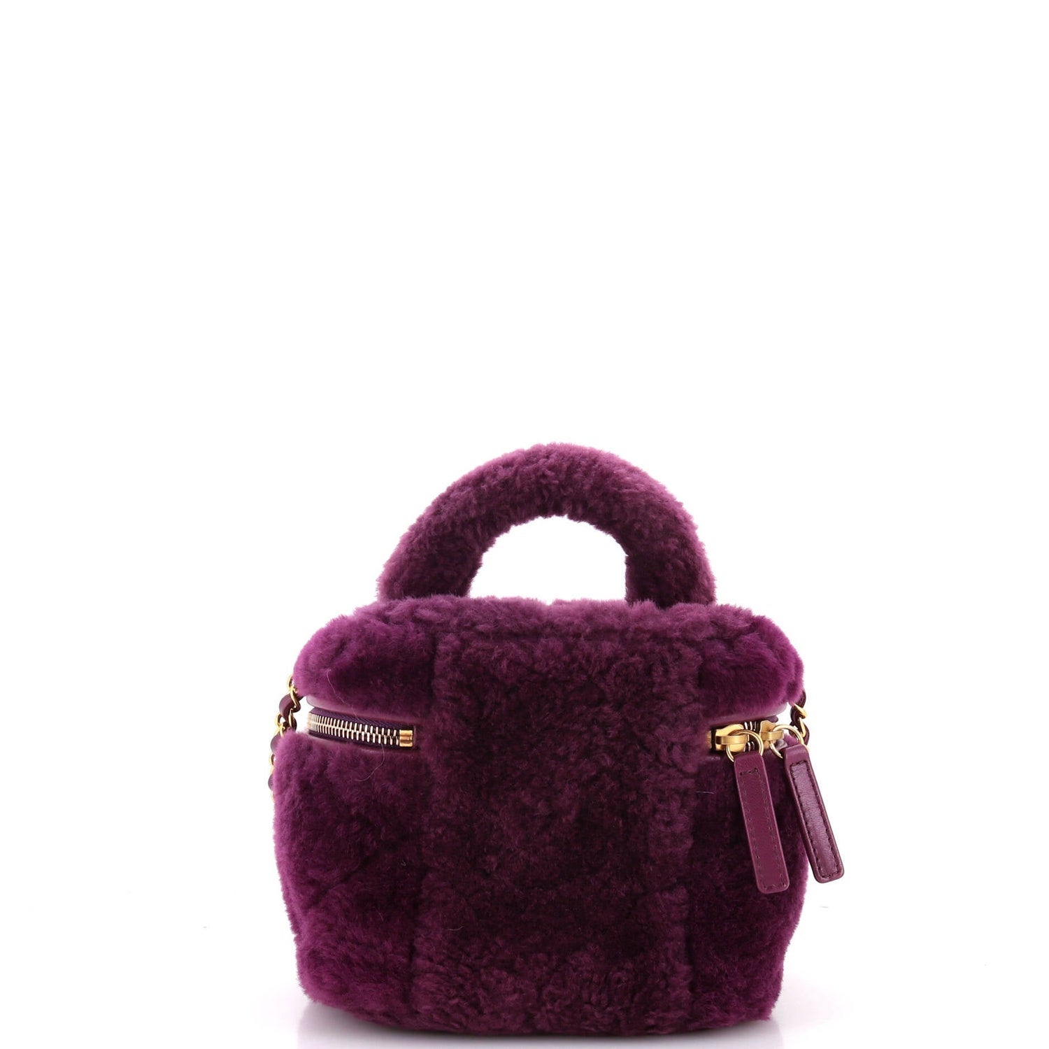 Chanel Canvas Shearling Top Handle Vanity Crossbody w/ Tags