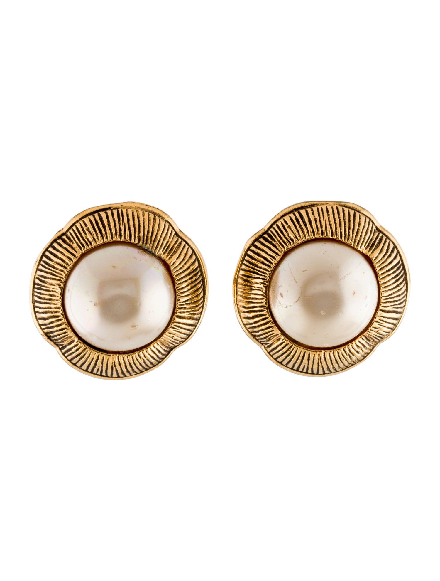 Chanel Vintage Faux Pearl Clip-On Earrings