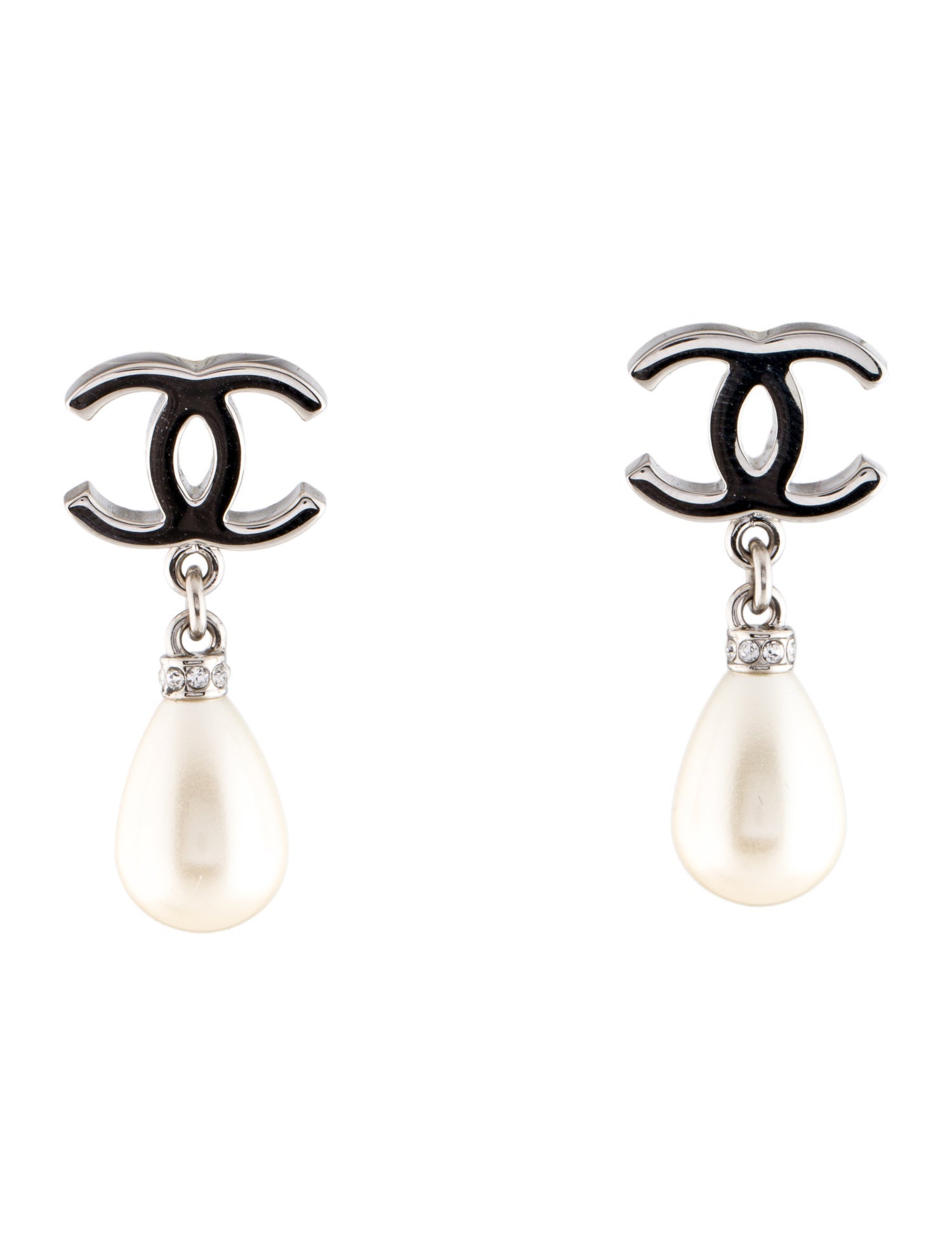 Chanel 2025 Faux Pearl & Strass CC Drop Earrings