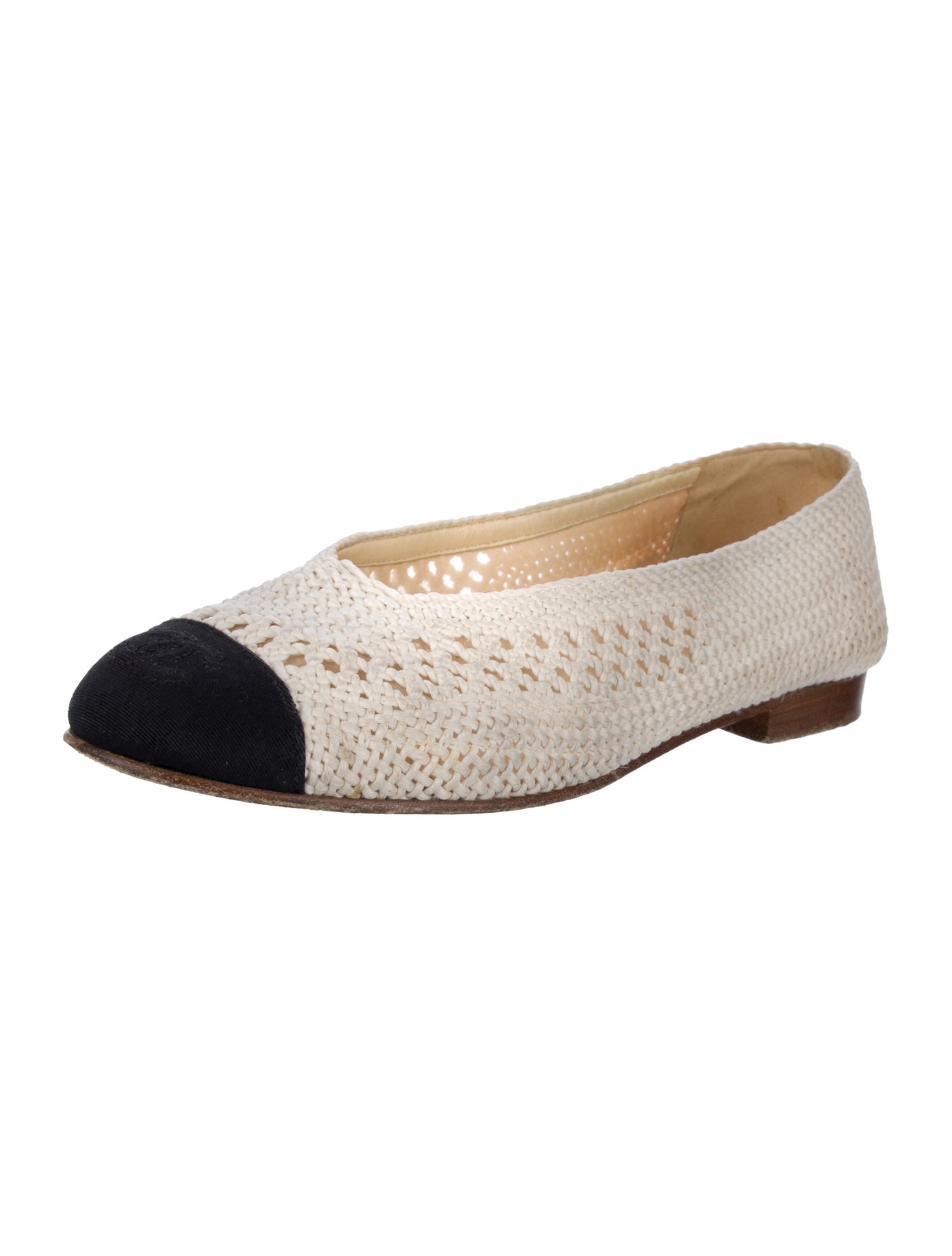 Chanel Interlocking CC Logo Grosgrain Trim Ballet Flats