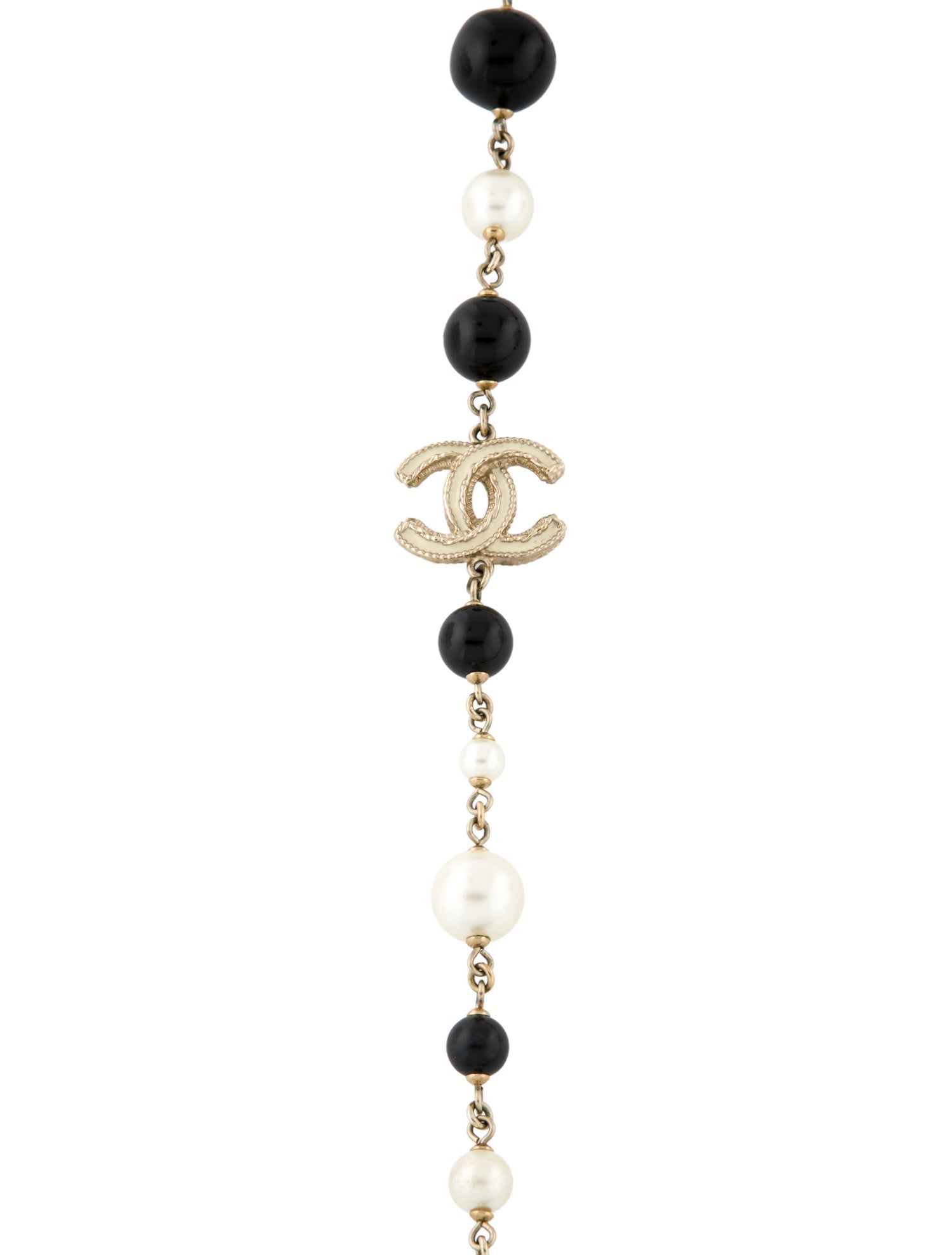 Chanel Faux Pearl & Resin CC Station Strand Necklace