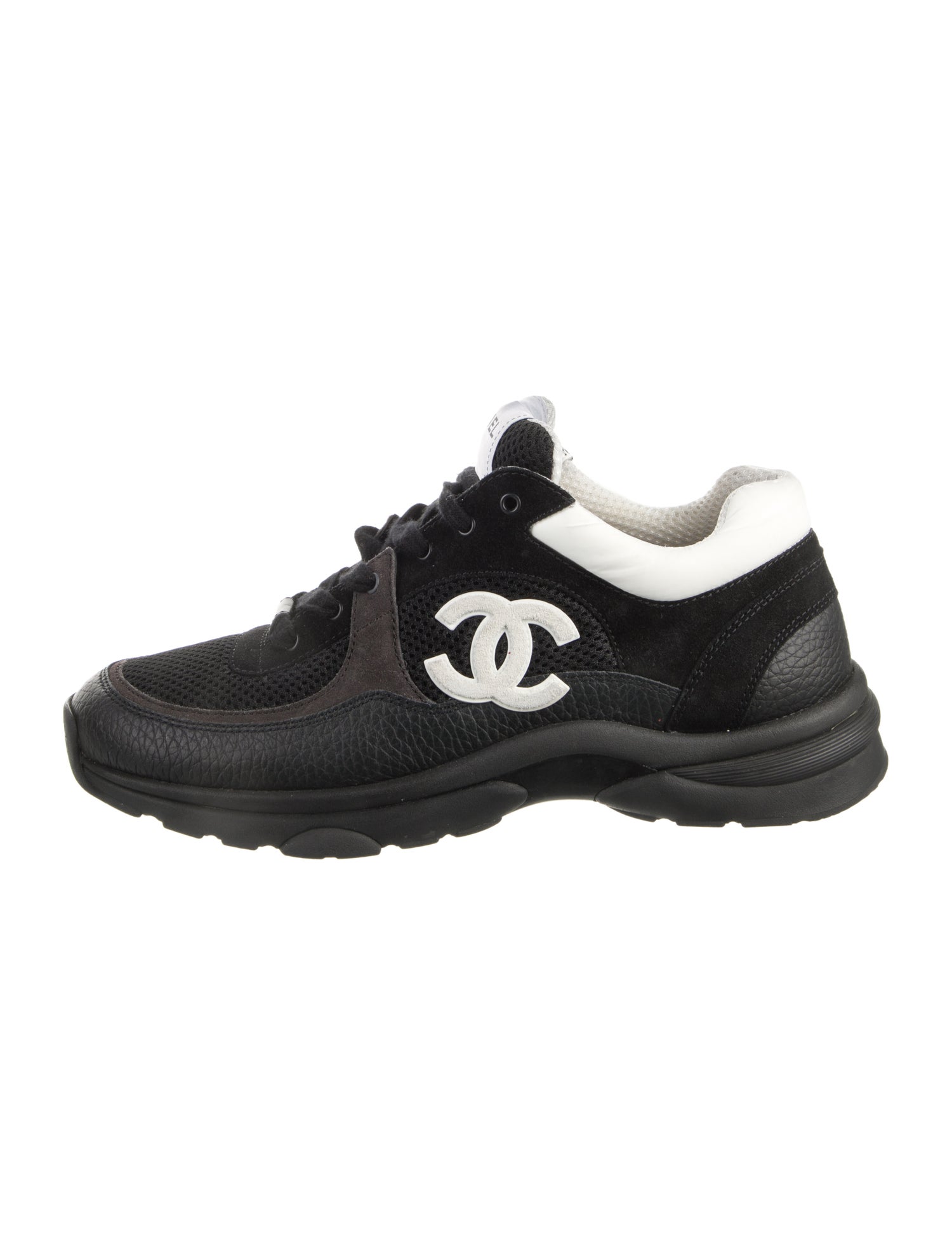 Chanel Interlocking CC Logo Leather Athletic Sneakers