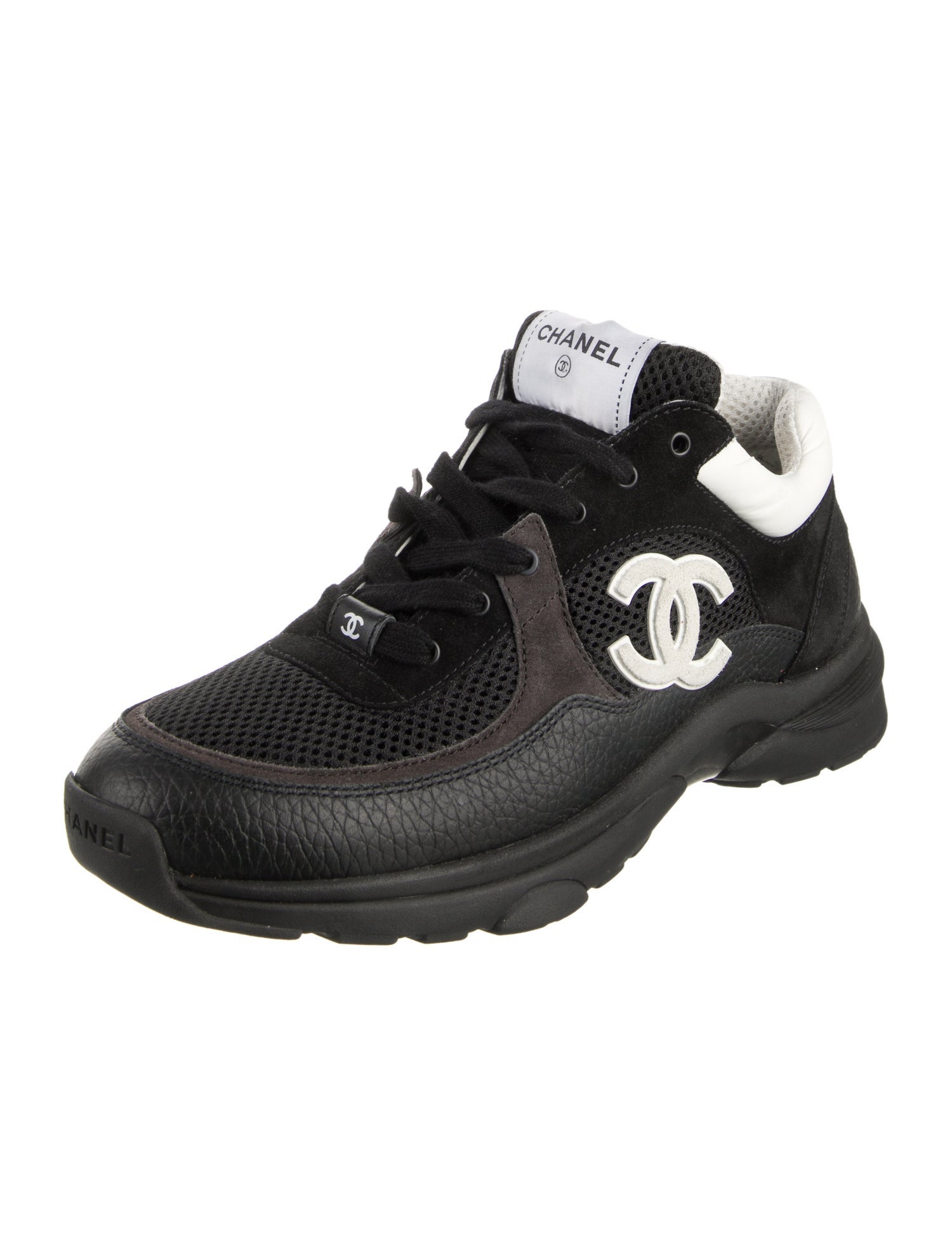 Chanel Interlocking CC Logo Leather Athletic Sneakers