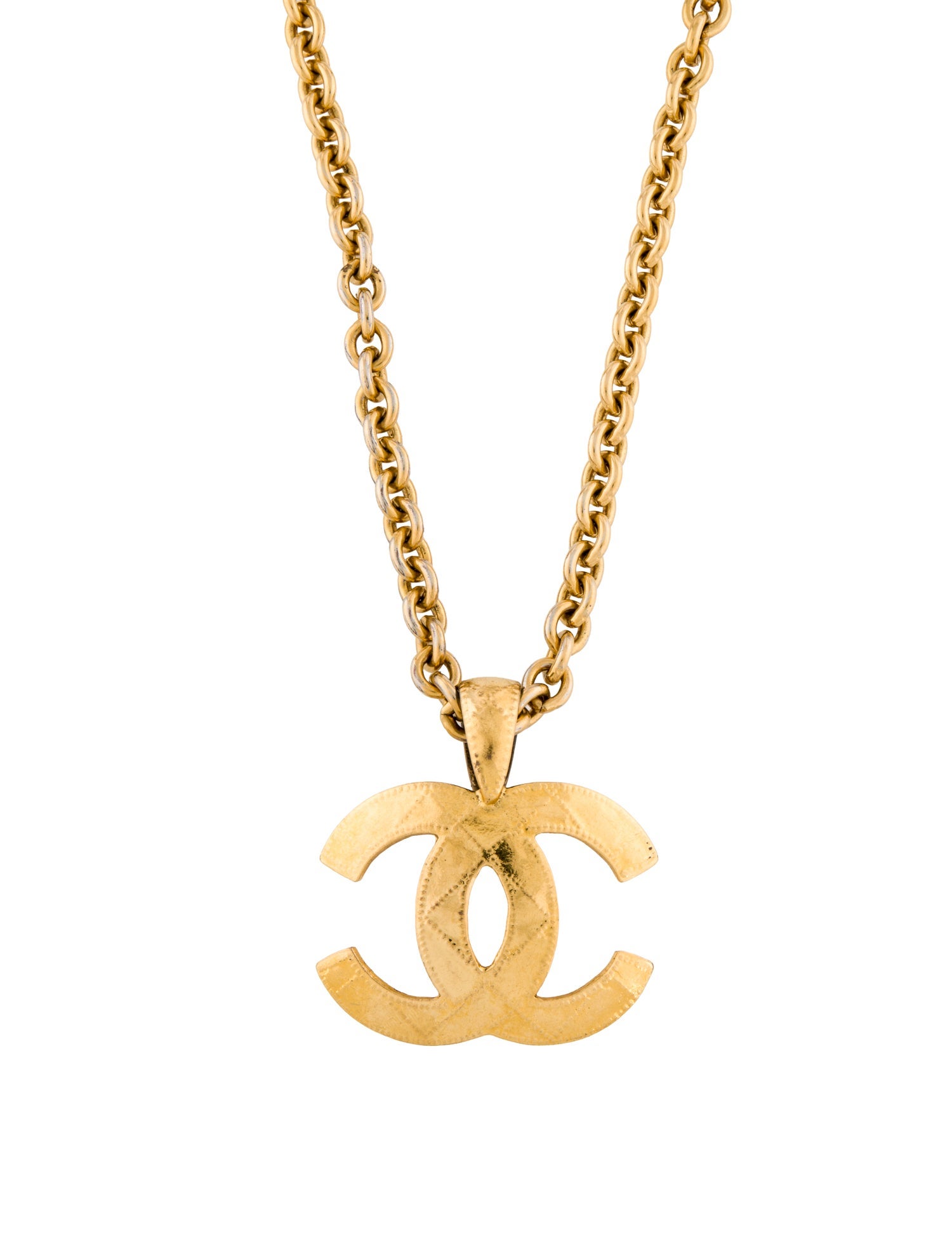 Chanel Vintage Quilted CC Pendant Necklace