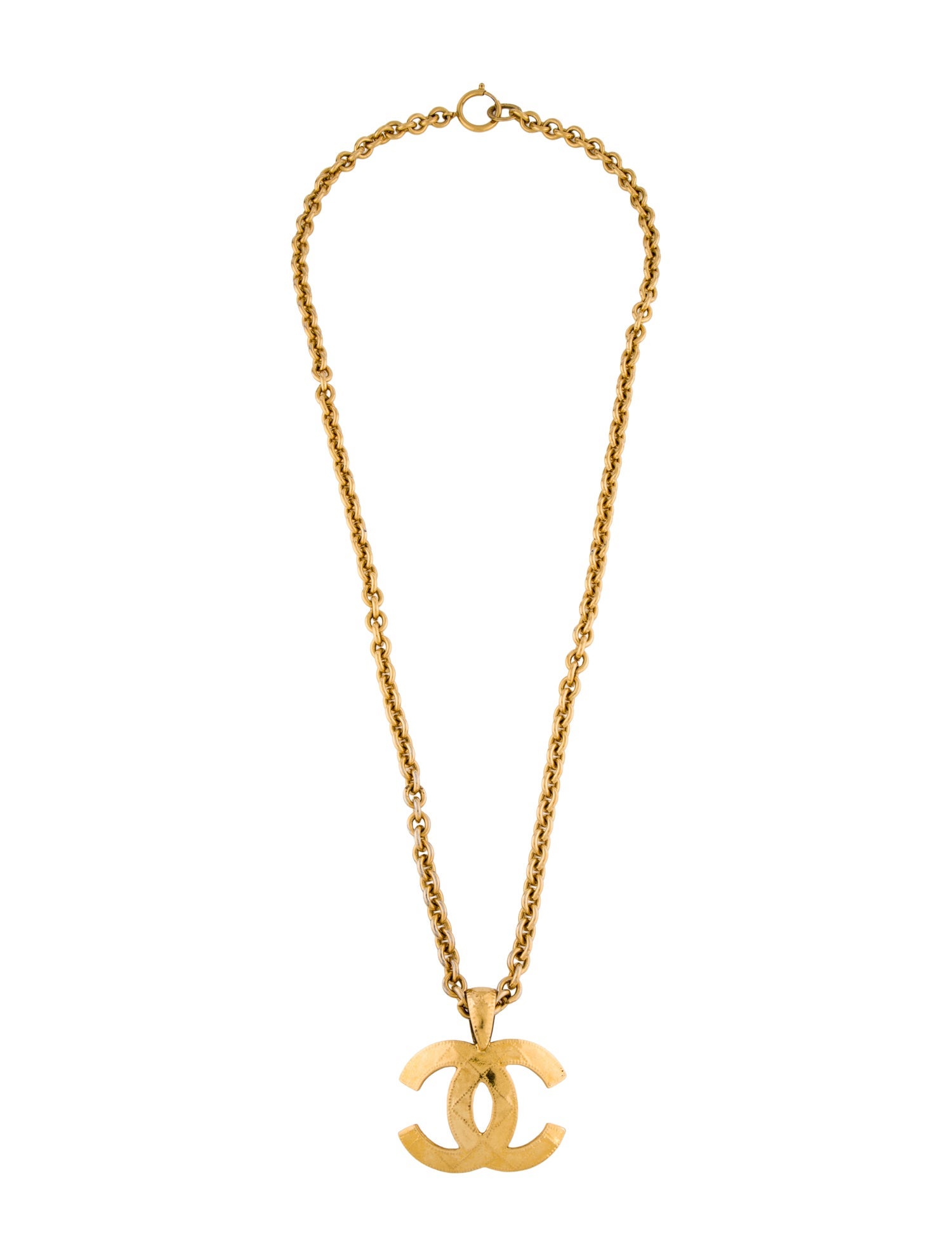 Chanel Vintage Quilted CC Pendant Necklace