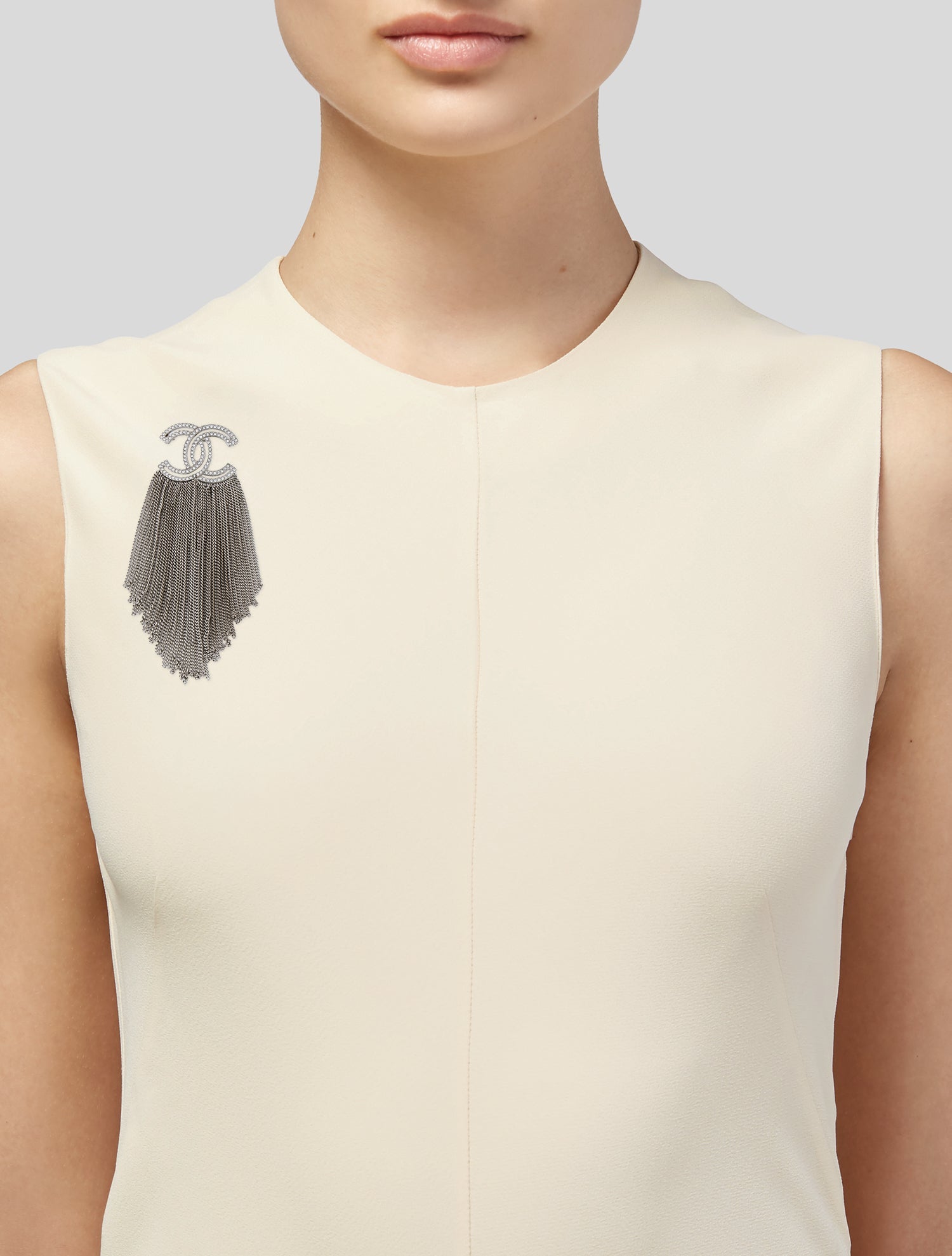 Chanel Strass CC Fringe Brooch