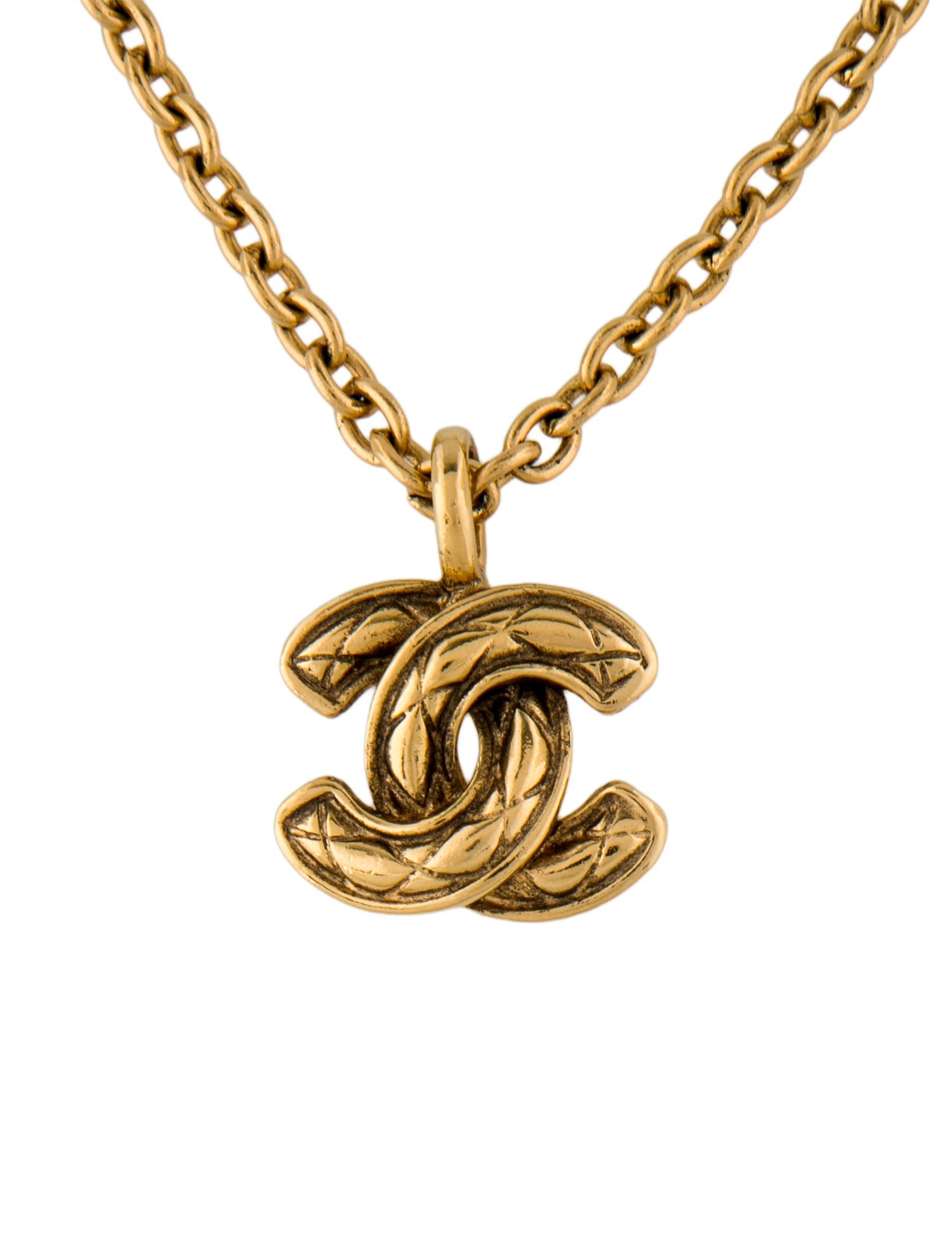 Chanel Vintage Quilted CC Pendant Necklace
