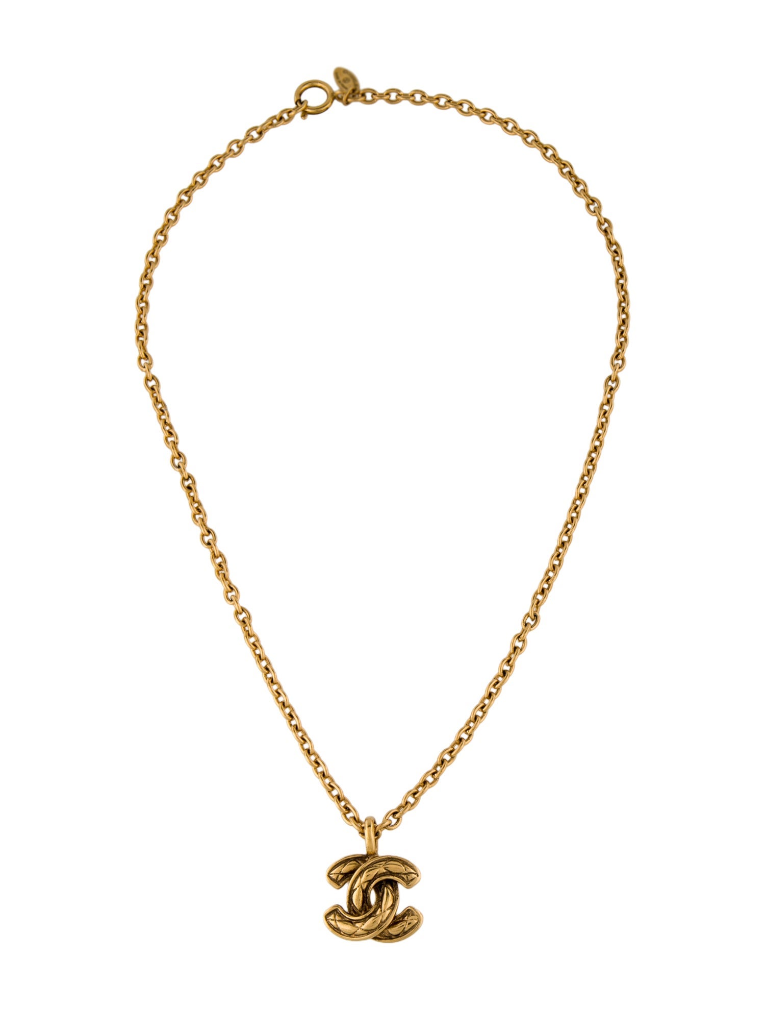 Chanel Vintage Quilted CC Pendant Necklace