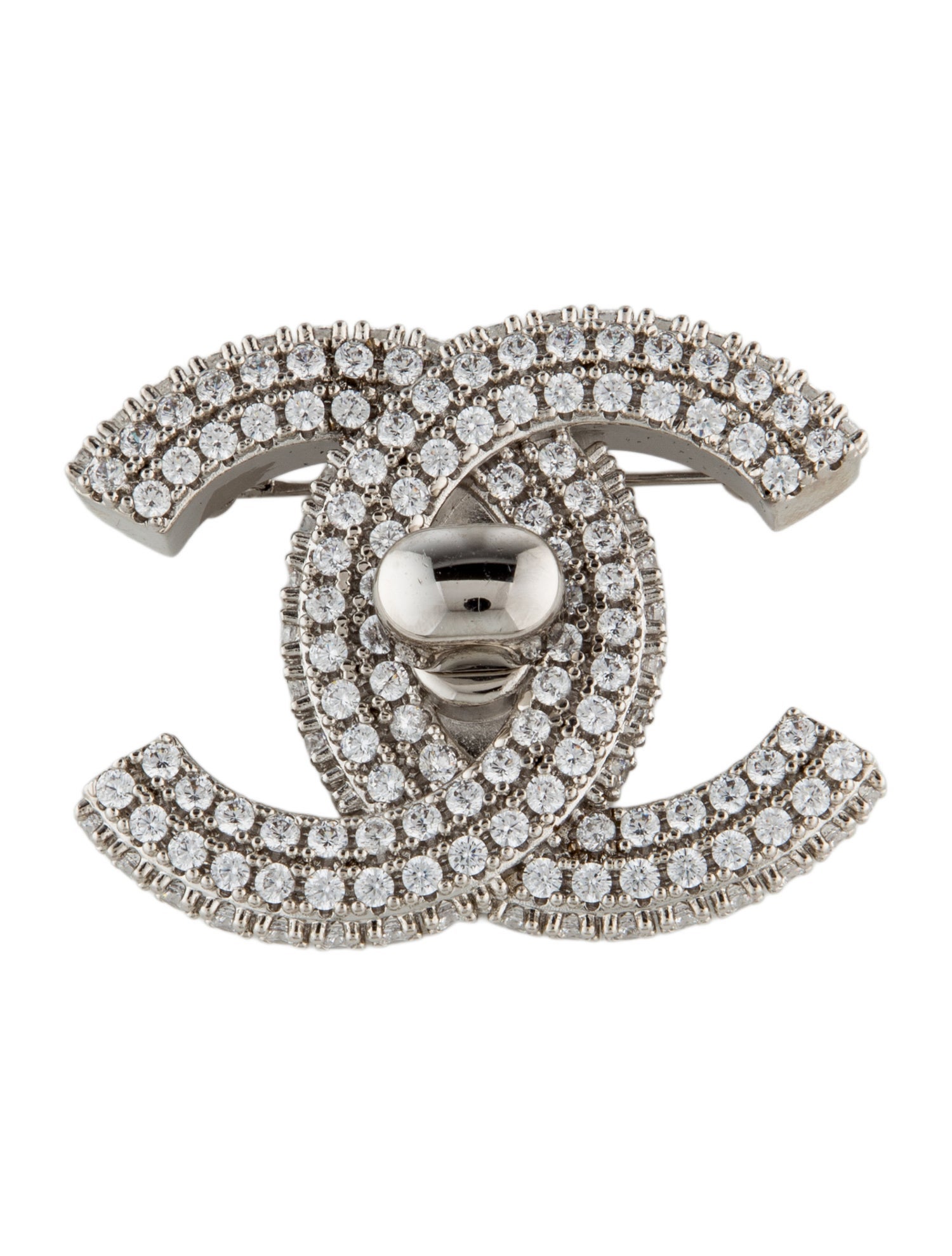 Chanel 2022 Strass CC Turnlock Brooch
