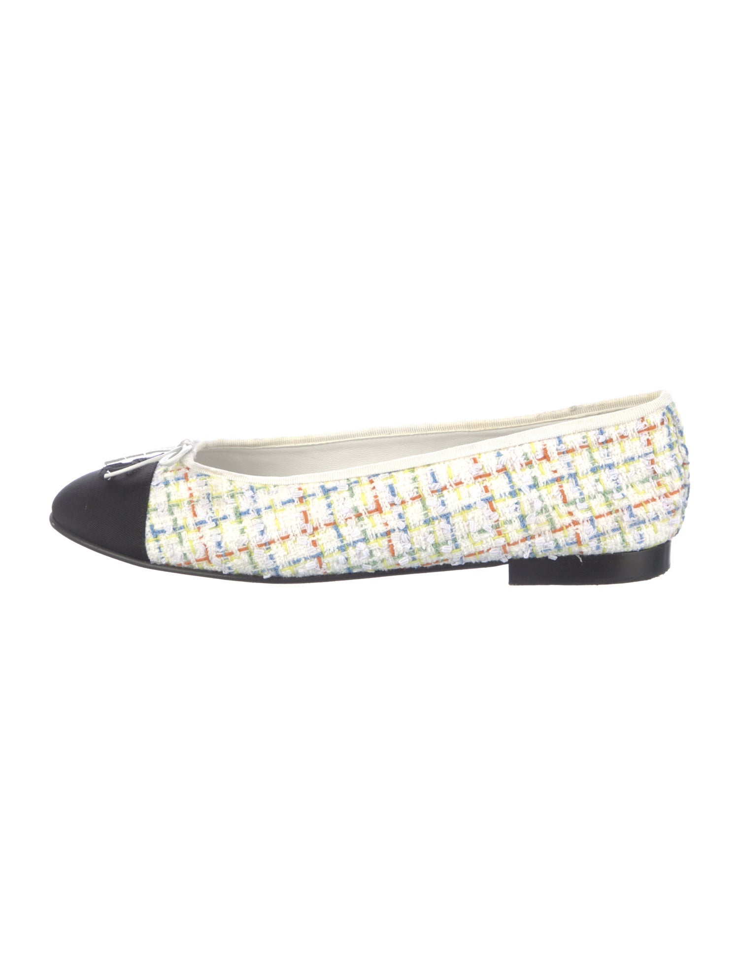 Chanel Interlocking CC Logo Tweed Ballet Flats