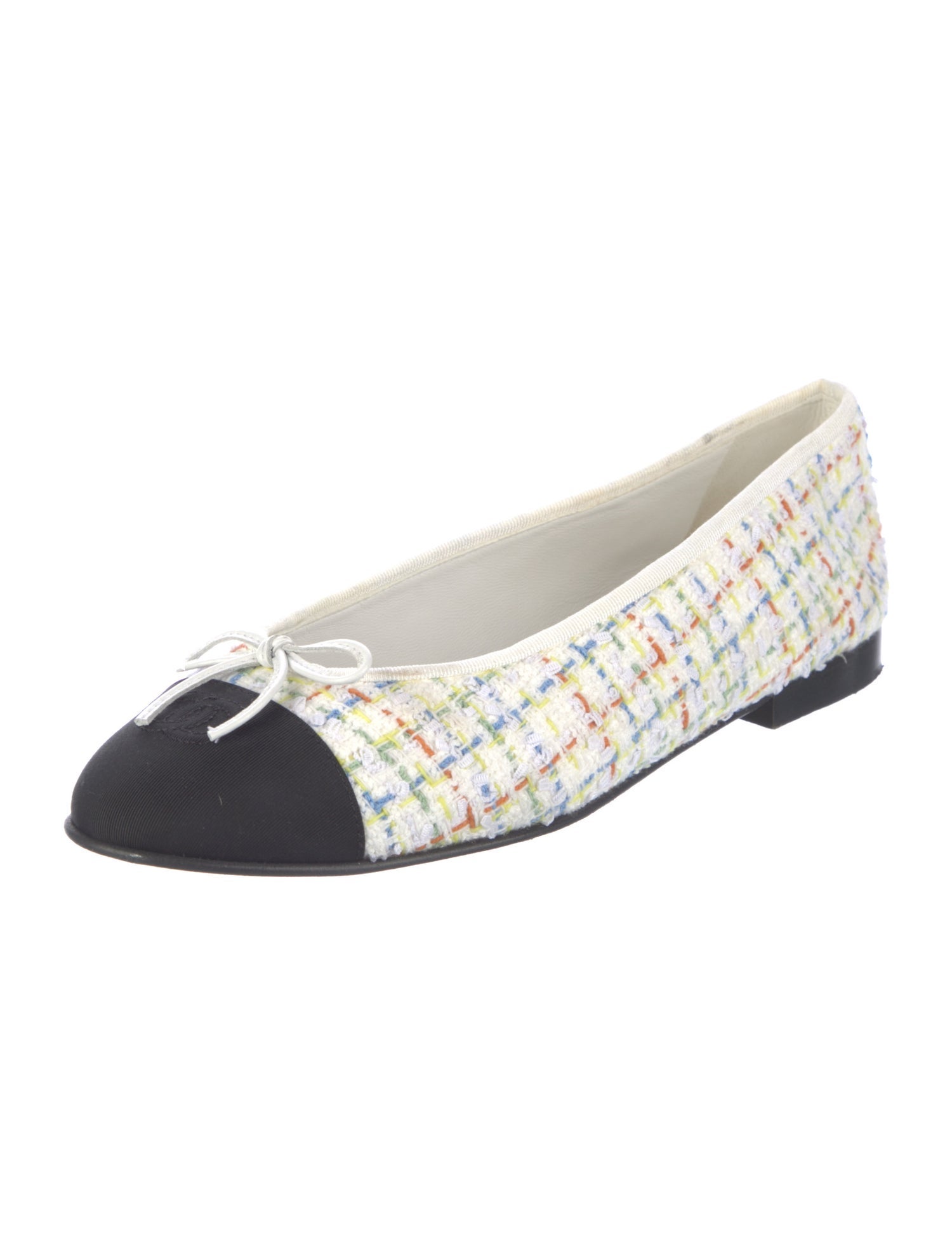 Chanel Interlocking CC Logo Tweed Ballet Flats