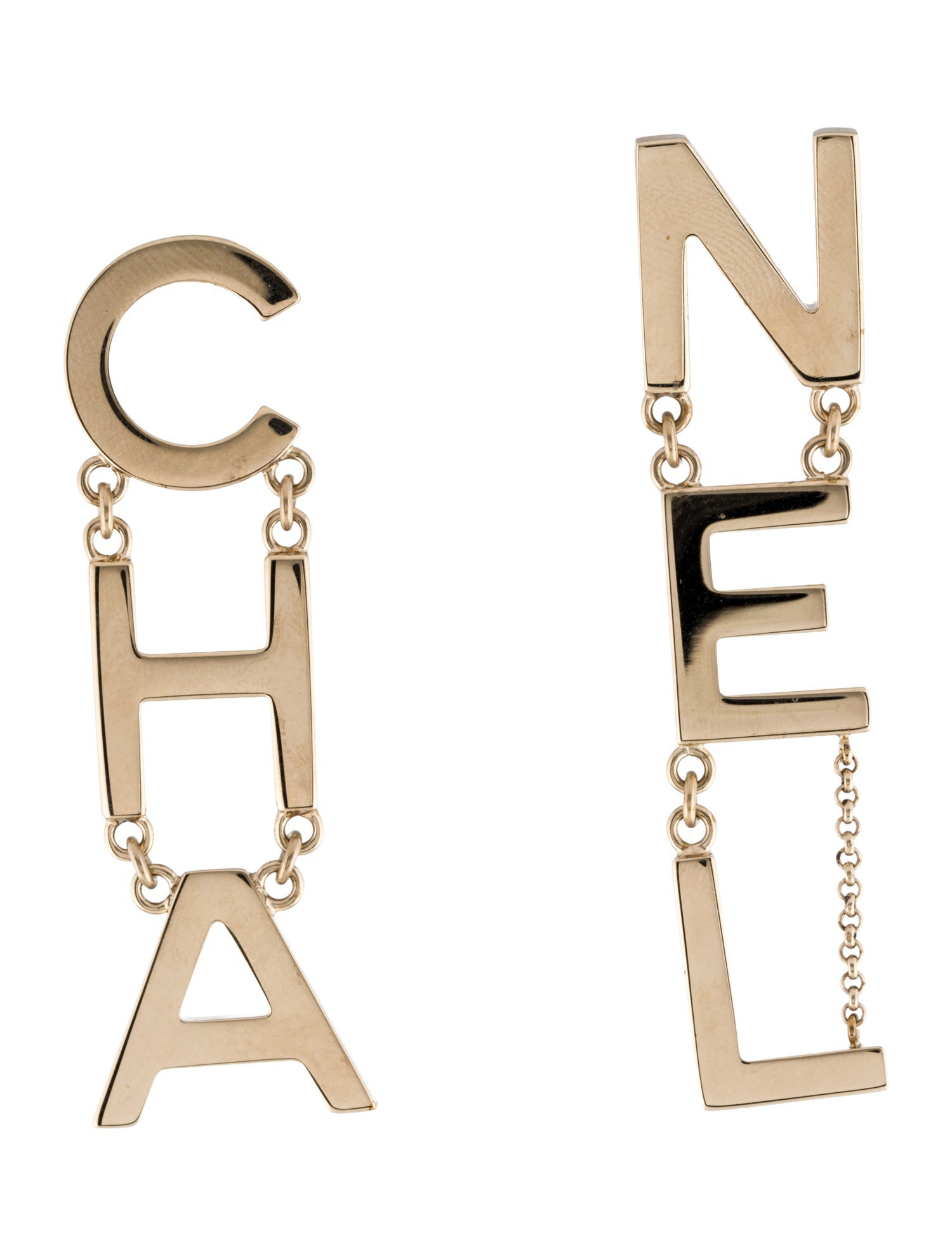 Chanel 'CHA-NEL' Drop Earrings