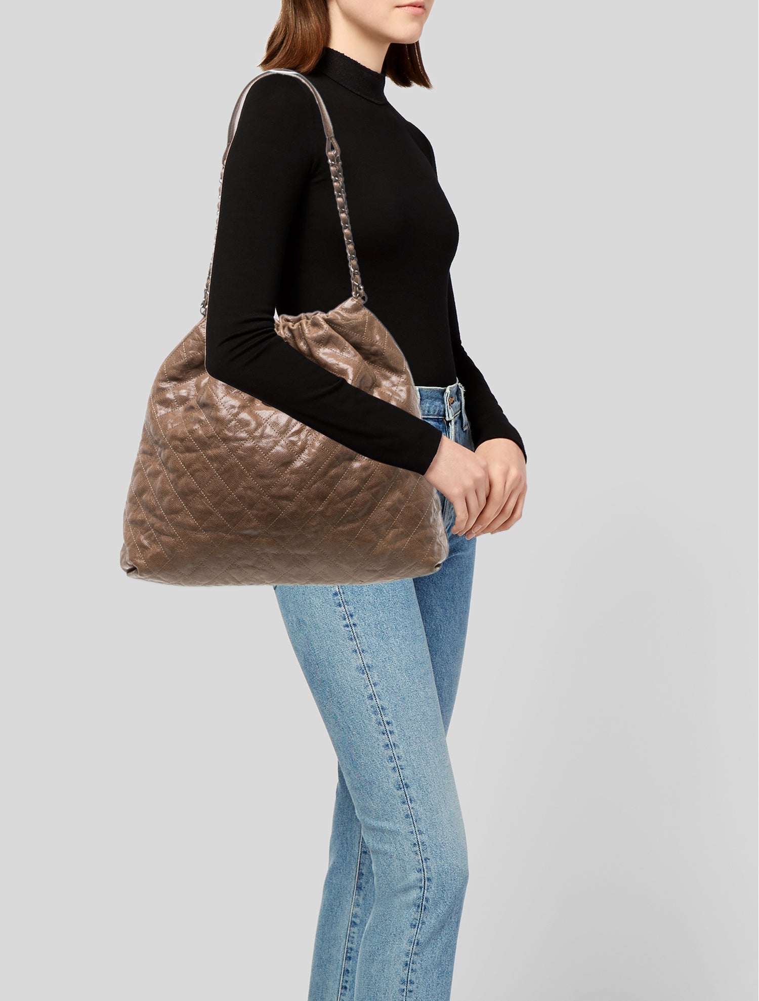 Chanel Large Elastic CC Shopping Tote