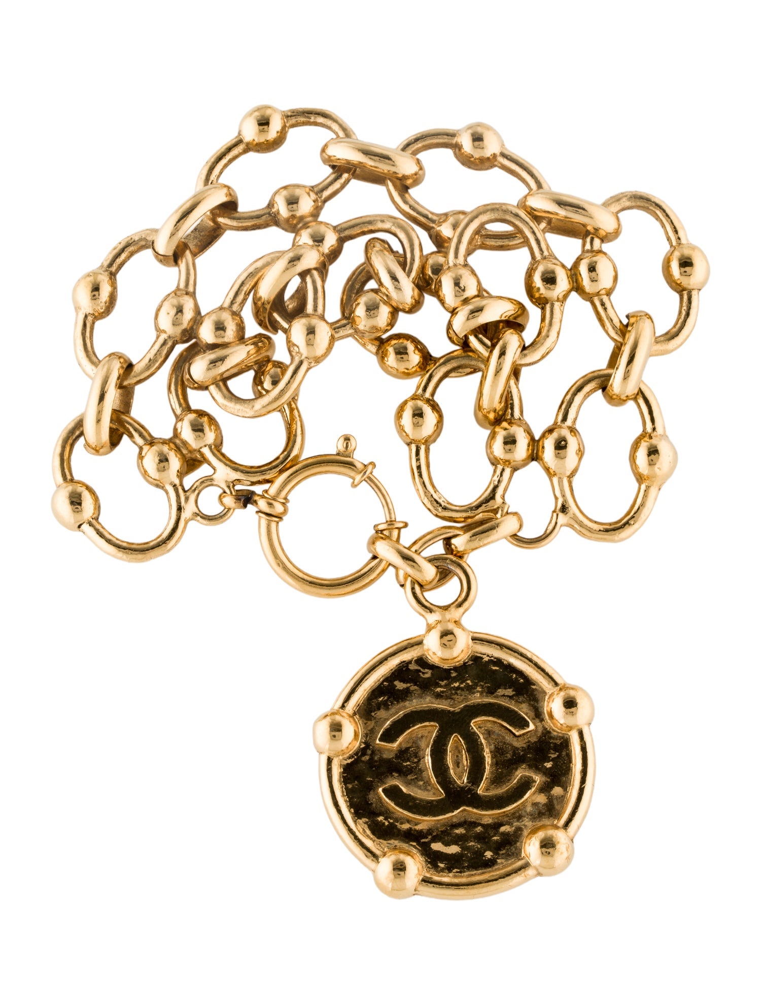 Chanel Vintage Wide Link CC Medallion Bracelet