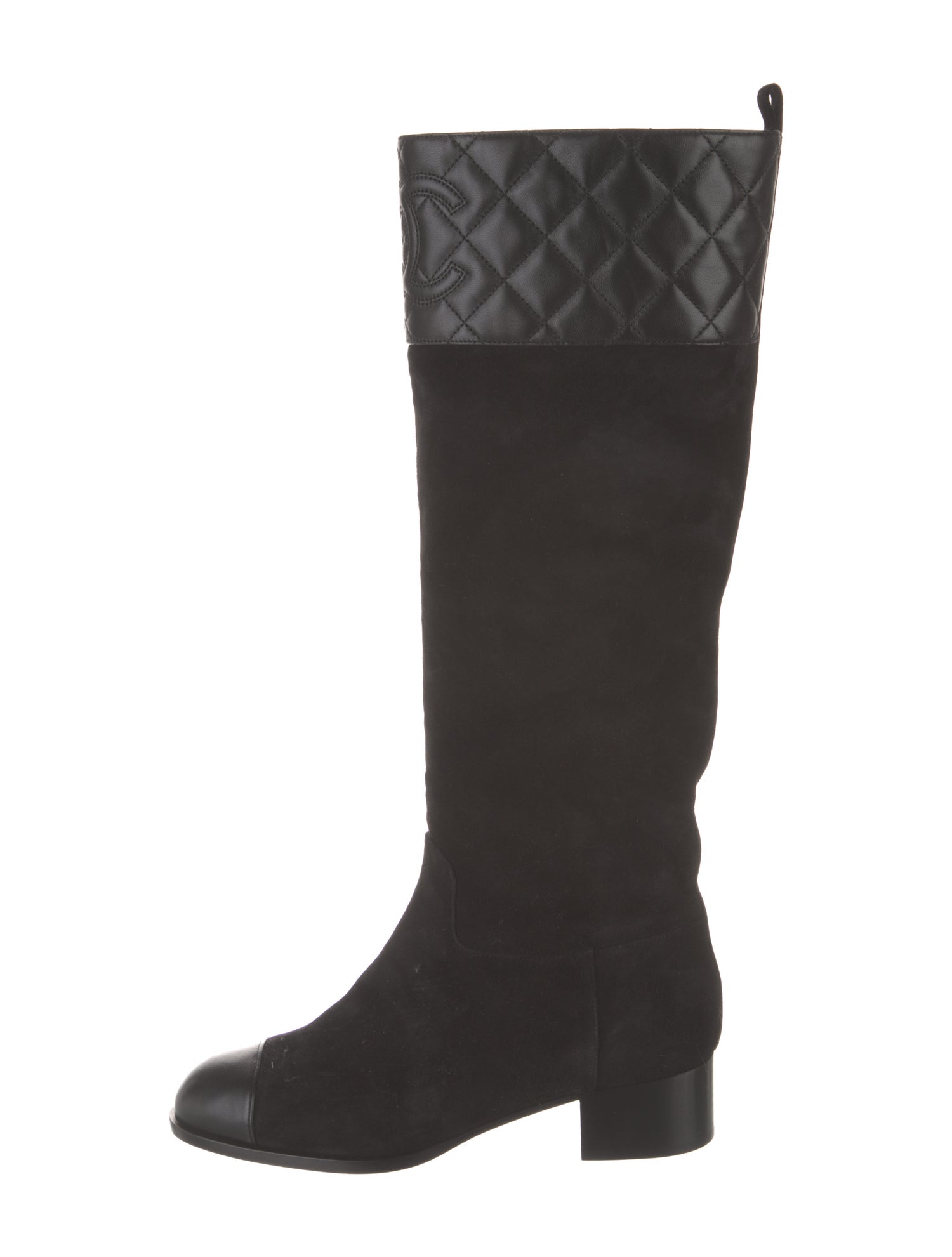 Chanel Interlocking CC Logo Suede Riding Boots