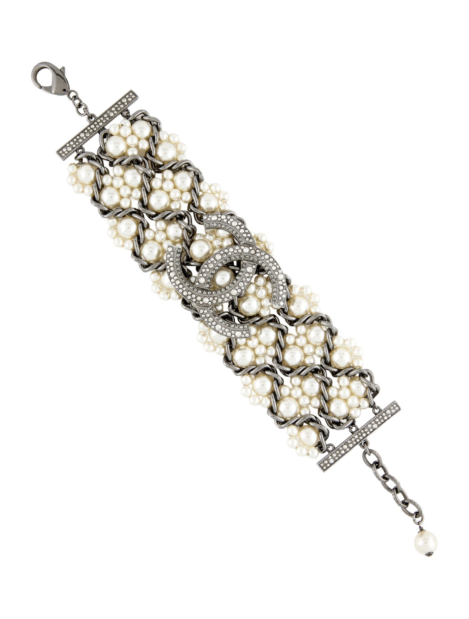 Chanel Faux Pearl & Strass CC Bracelet
