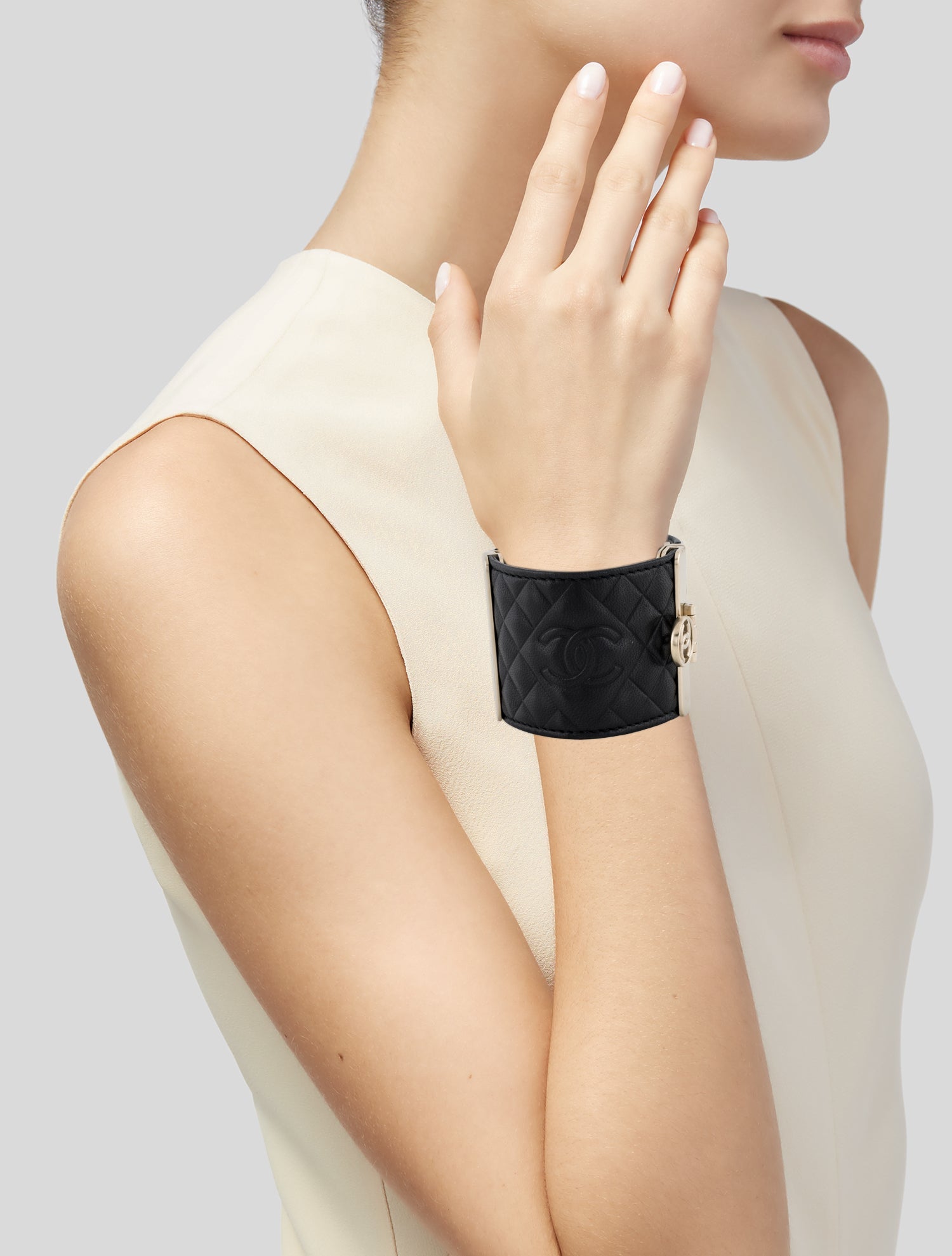 Chanel Leather CC Wrap Bracelet