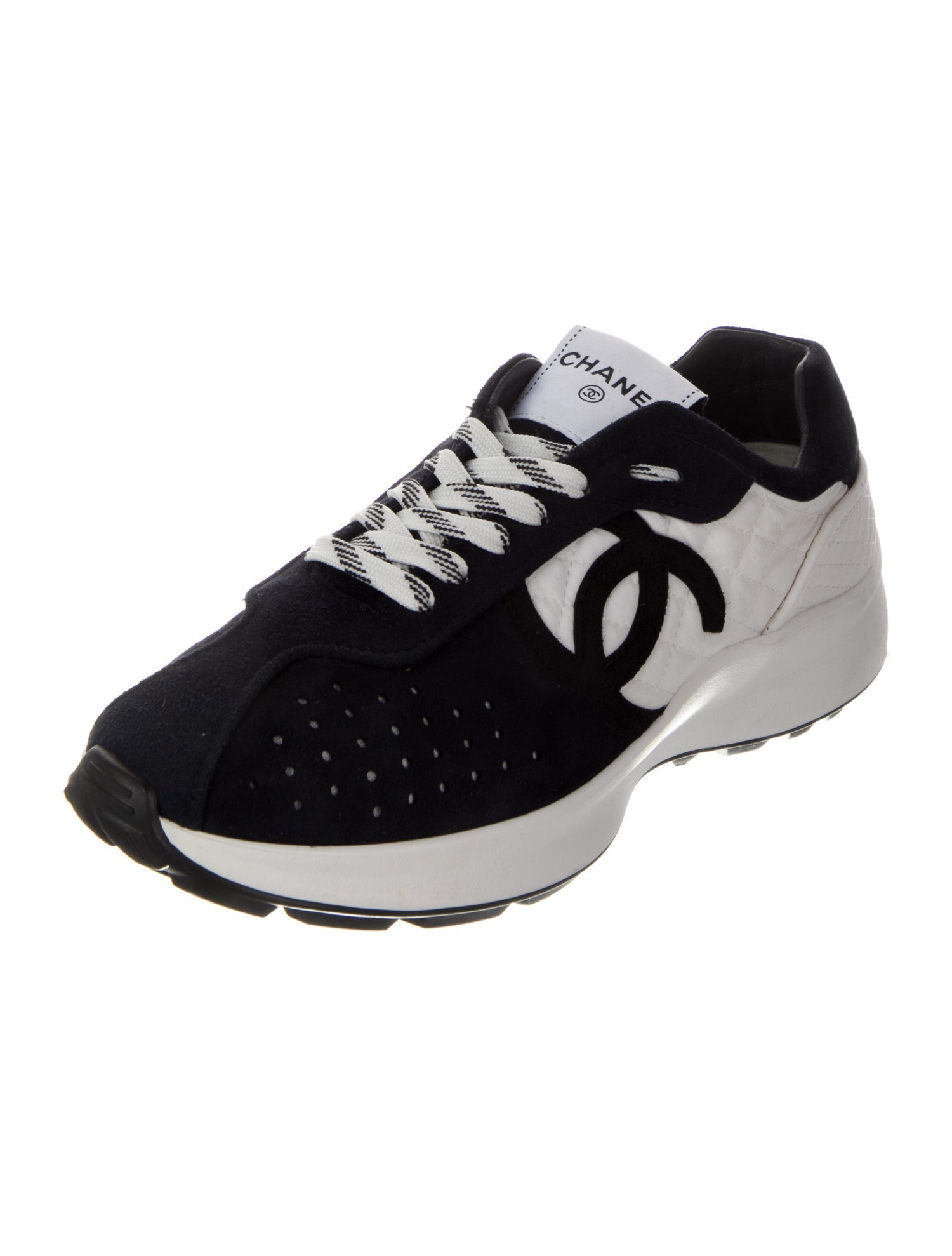 Chanel Interlocking CC Logo Suede Sneakers