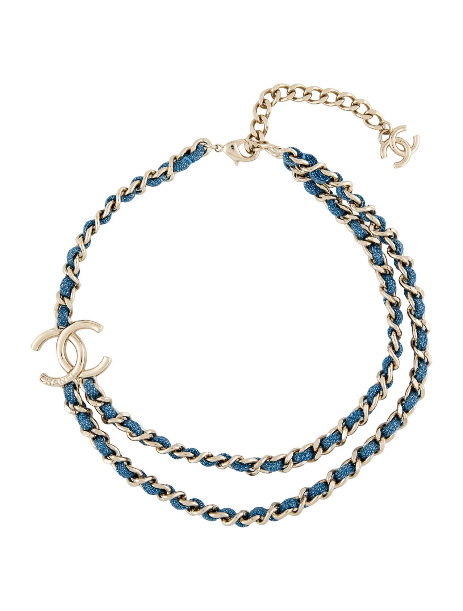 Chanel 2025 Denim Woven CC Double Strand Necklace