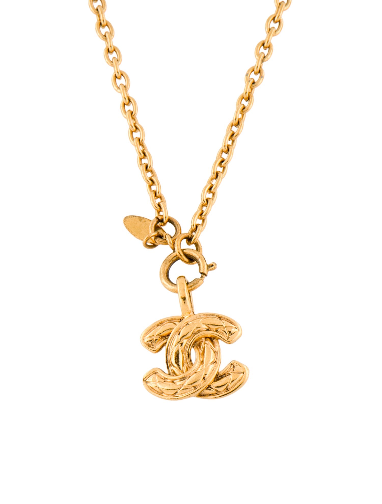 Chanel Vintage Quilted CC Pendant Necklace