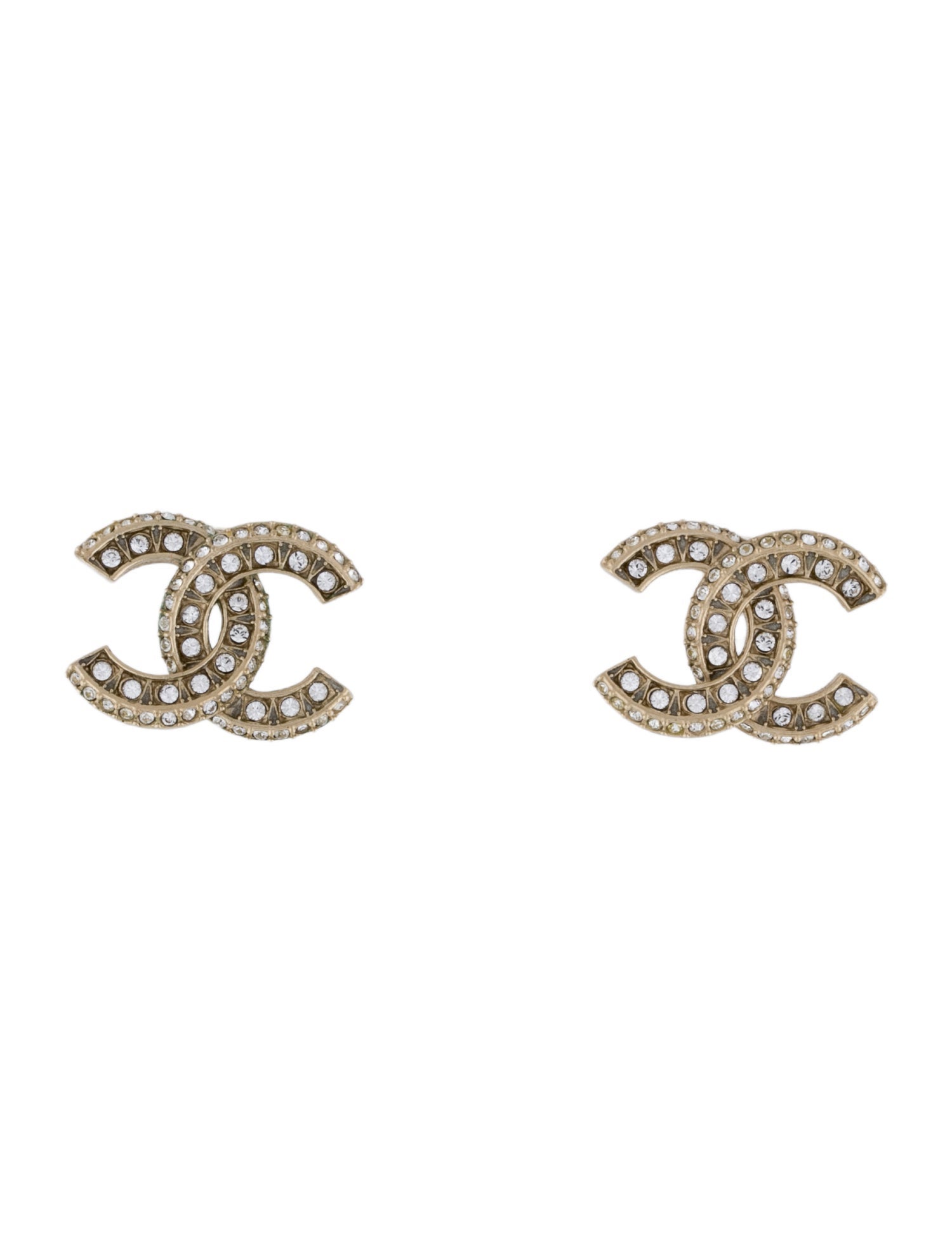 Chanel 2019 Strass & Resin CC Stud Earrings