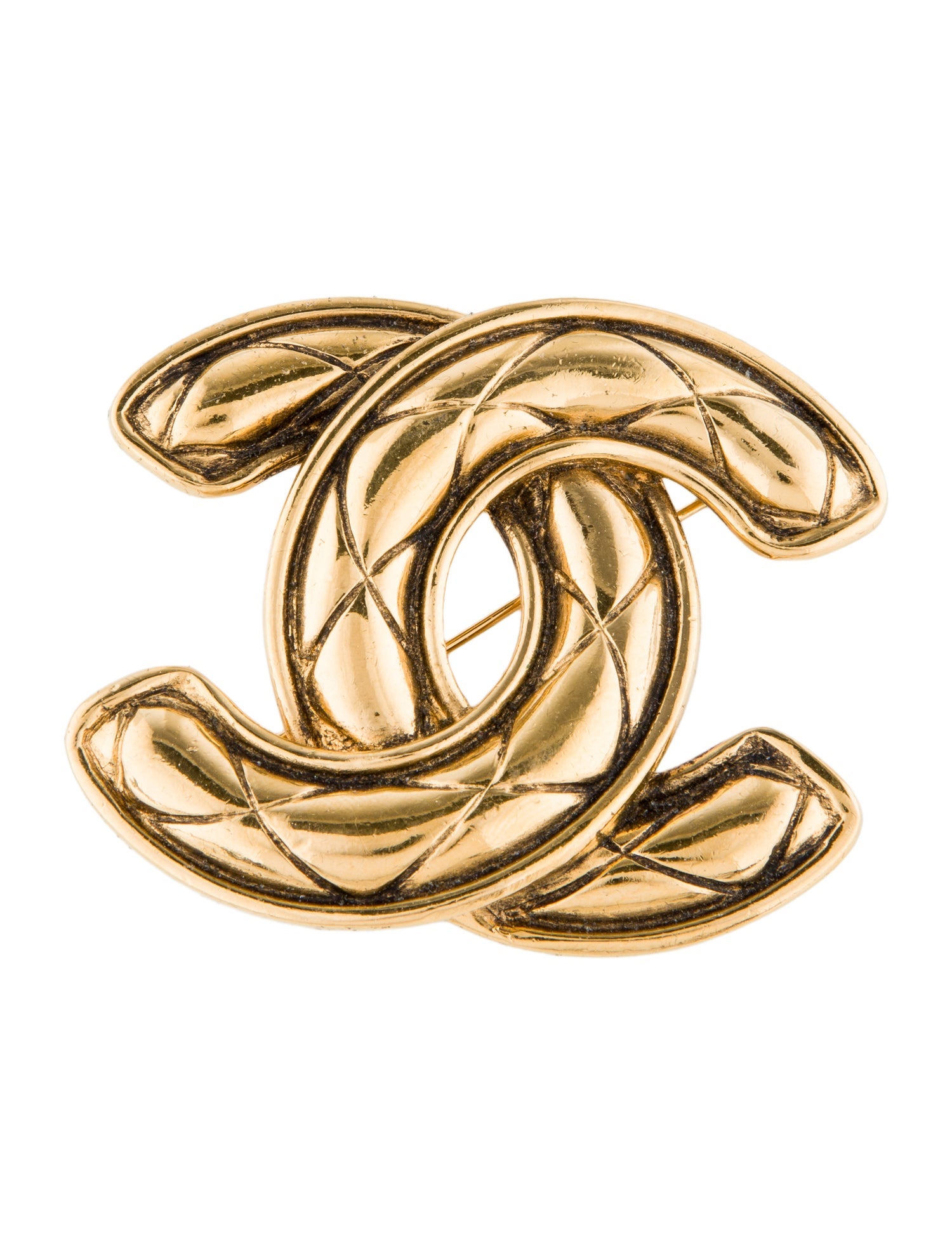 Chanel Vintage Quilted CC Brooch